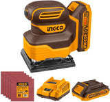 INGCO 20V Cordless Palm Sander Kit with Battery, Charger & Sandpaper – 12,000 RPM