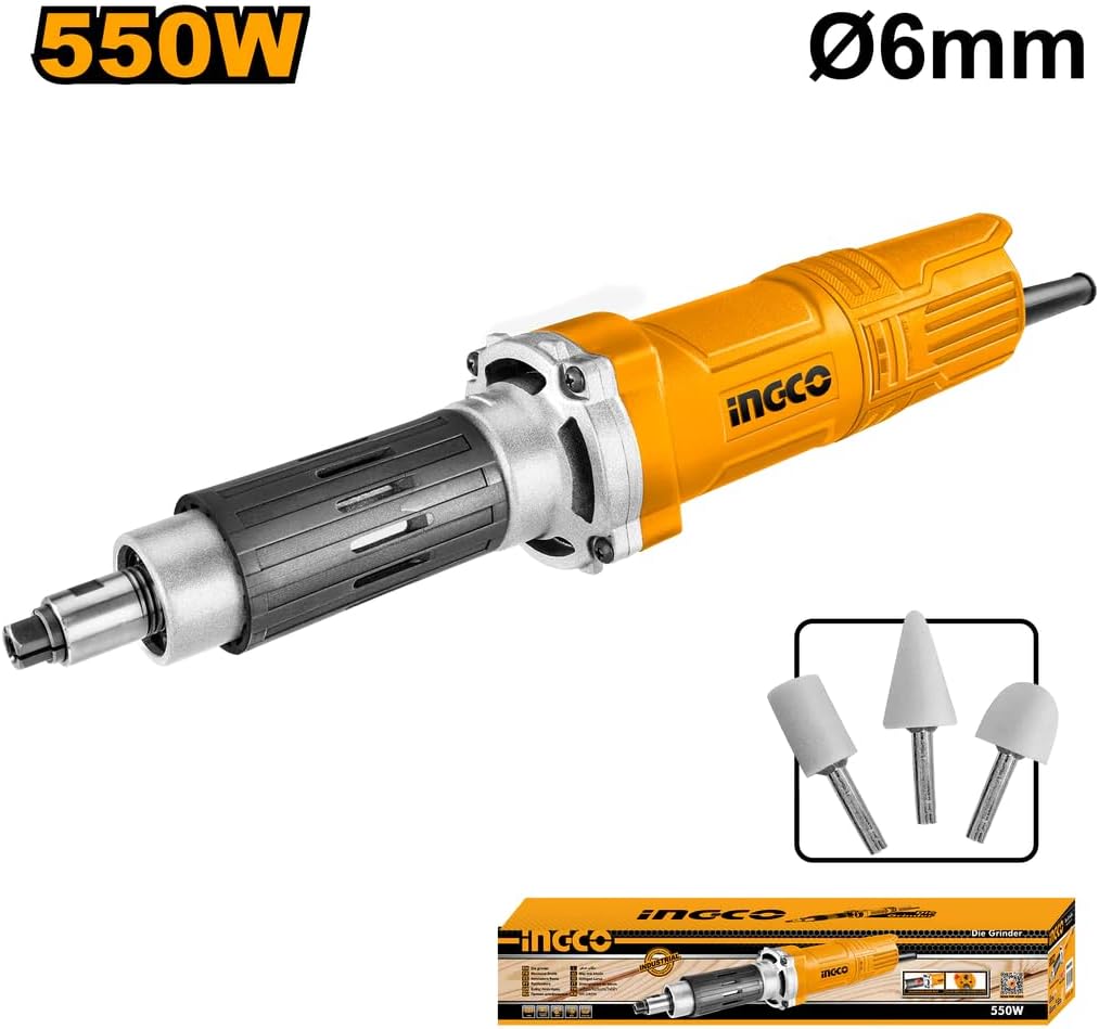 INGCO 550W Professional Die Grinder – 6mm Collet, Variable Speed – PDG5501