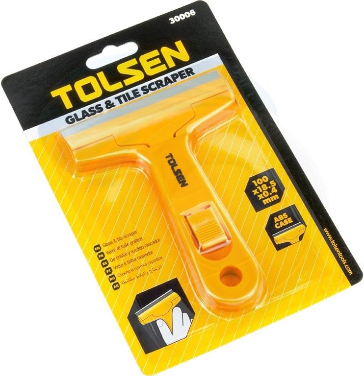Tolsen 100mm Glass &amp; Tile Scraper – with 3 Replaceable Blades – HGS0110