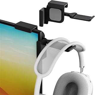 Clamp-On Headphone Stand, Adjustable 360° Rotating Hook (Black)