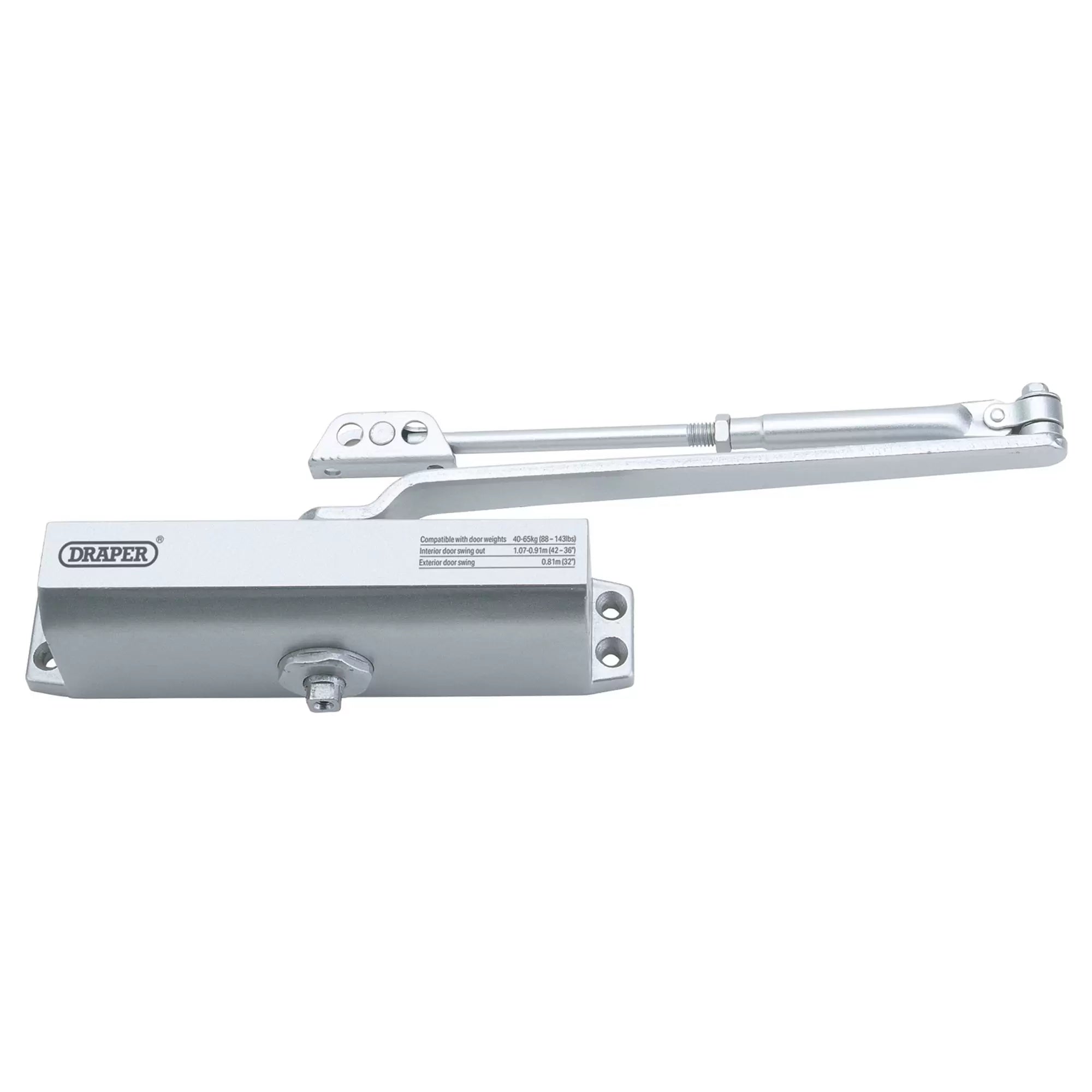 Draper Tools - 62892 - Adjustable Automatic Door Closer for Doors Between 40kg and 65kg