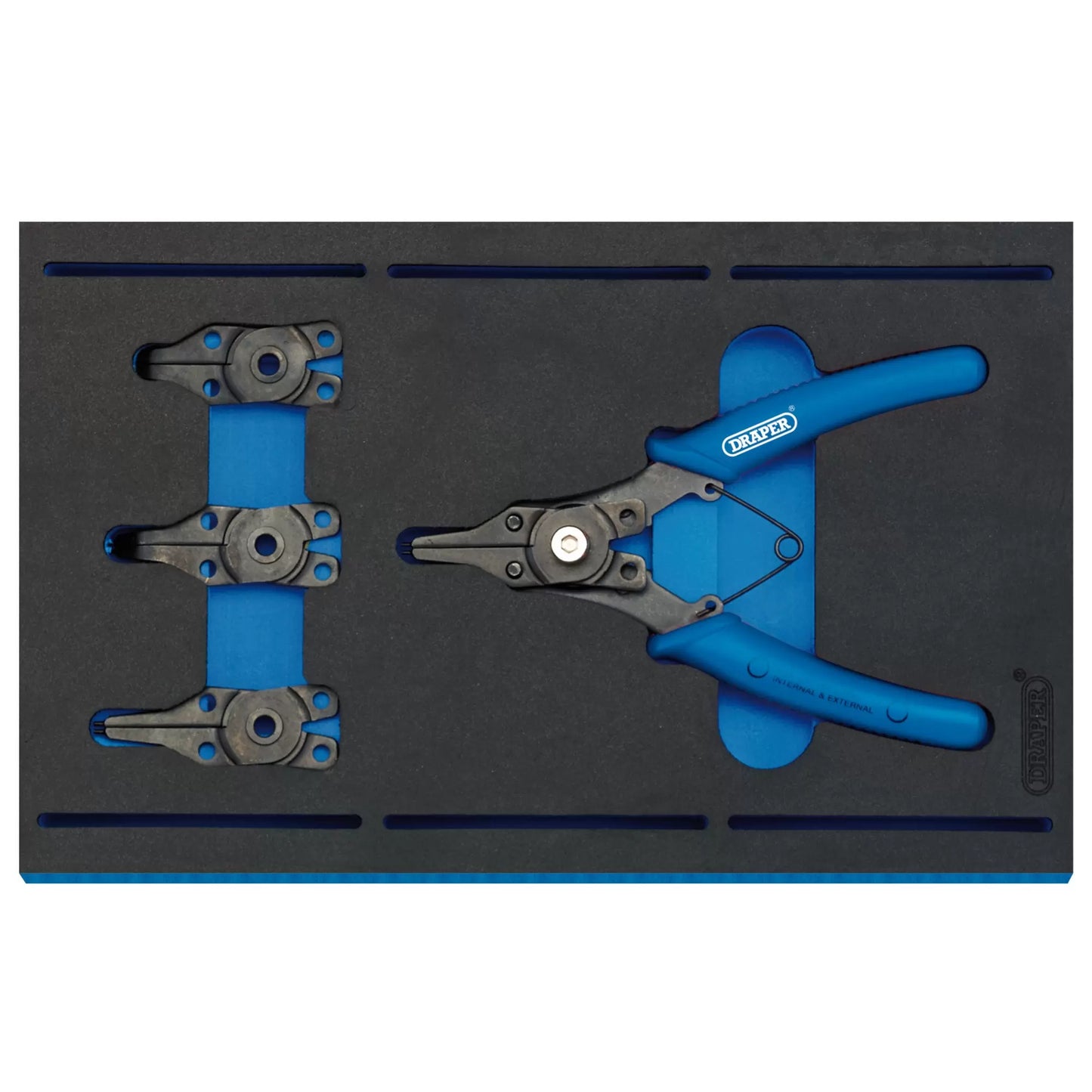 Draper Tools - 63196 - Interchangeable Circlip Plier Set in 1/4 Drawer EVA Insert Tray (5 Piece)