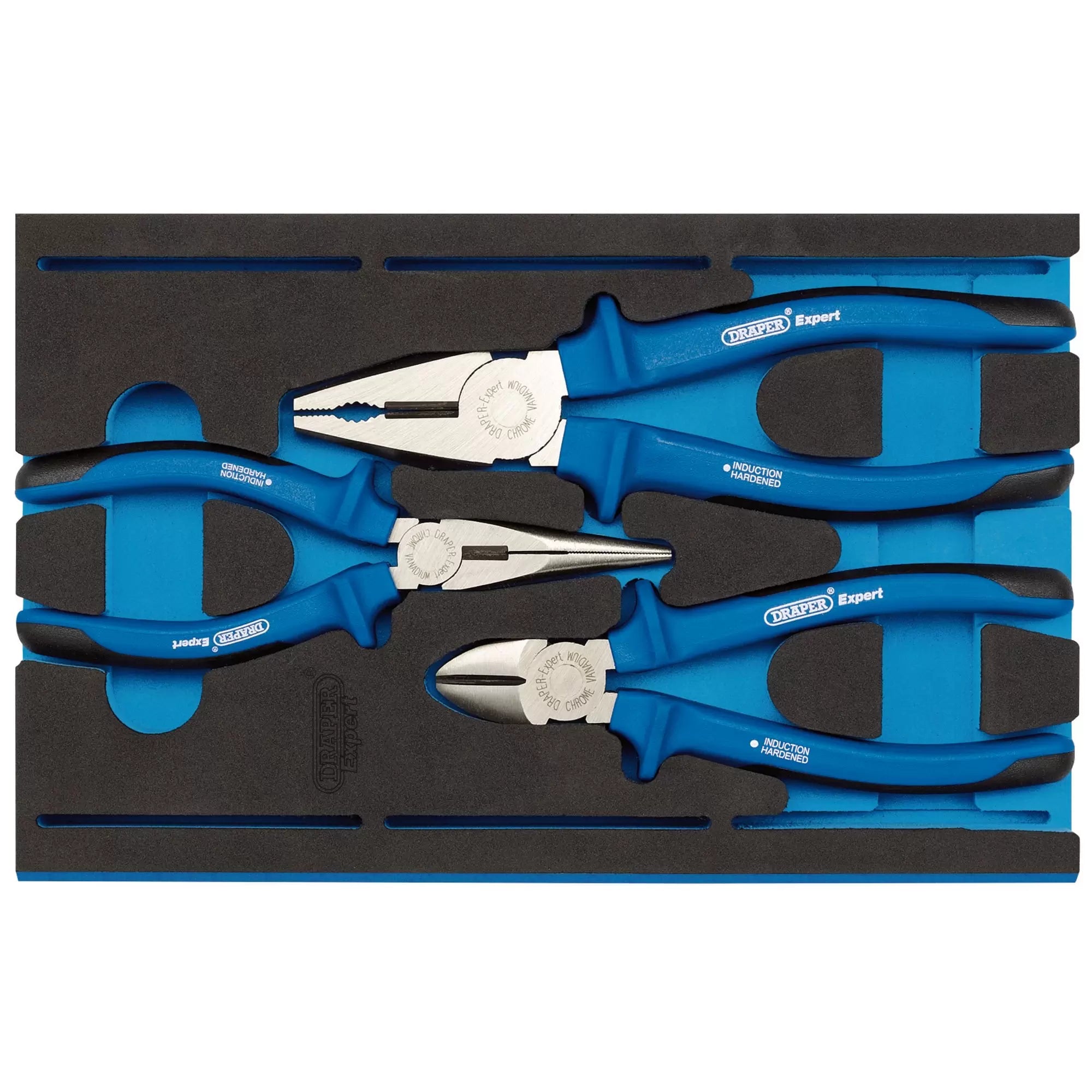 Draper Tools - 63262 - Draper Expert Heavy Duty Plier Set in 1/4 Drawer EVA Insert Tray (3 Piece)