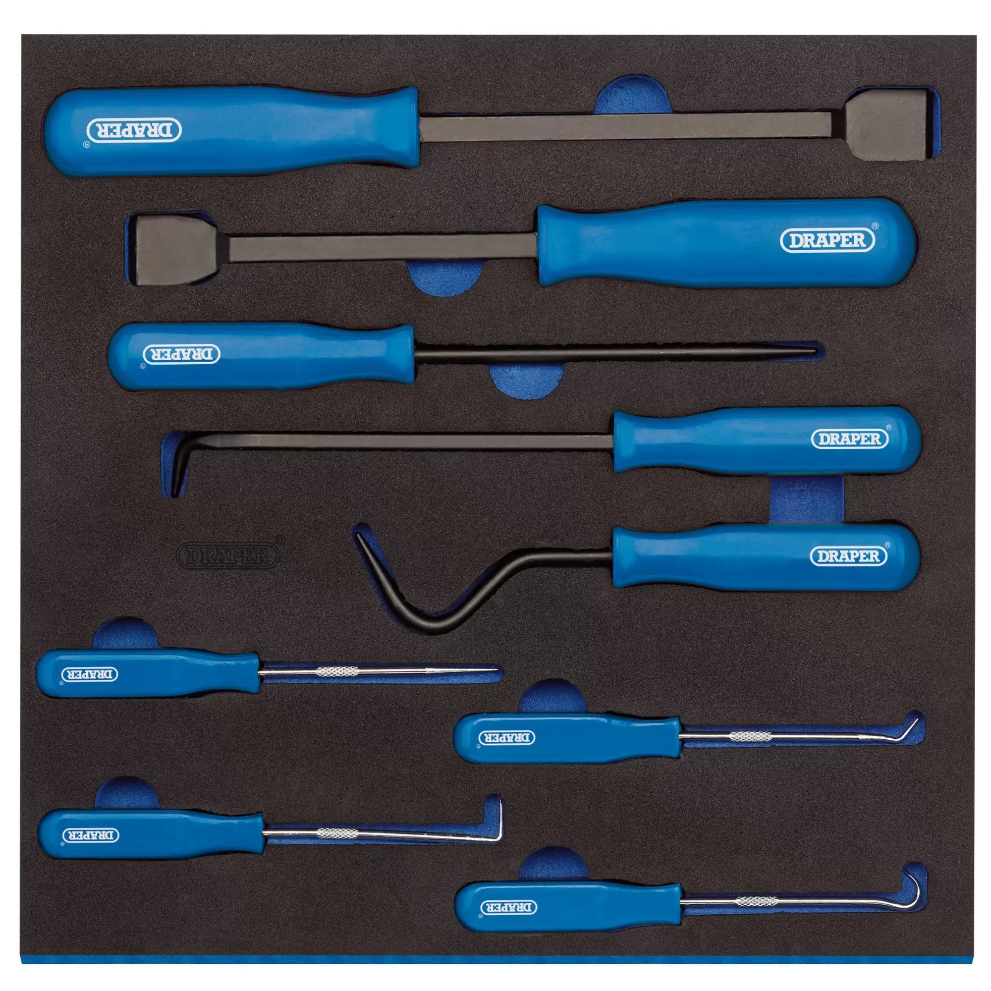 Draper Tools - 63500 - Scraper, Hook and Pick Set in 1/2 Drawer EVA Insert Tray (9 Piece)
