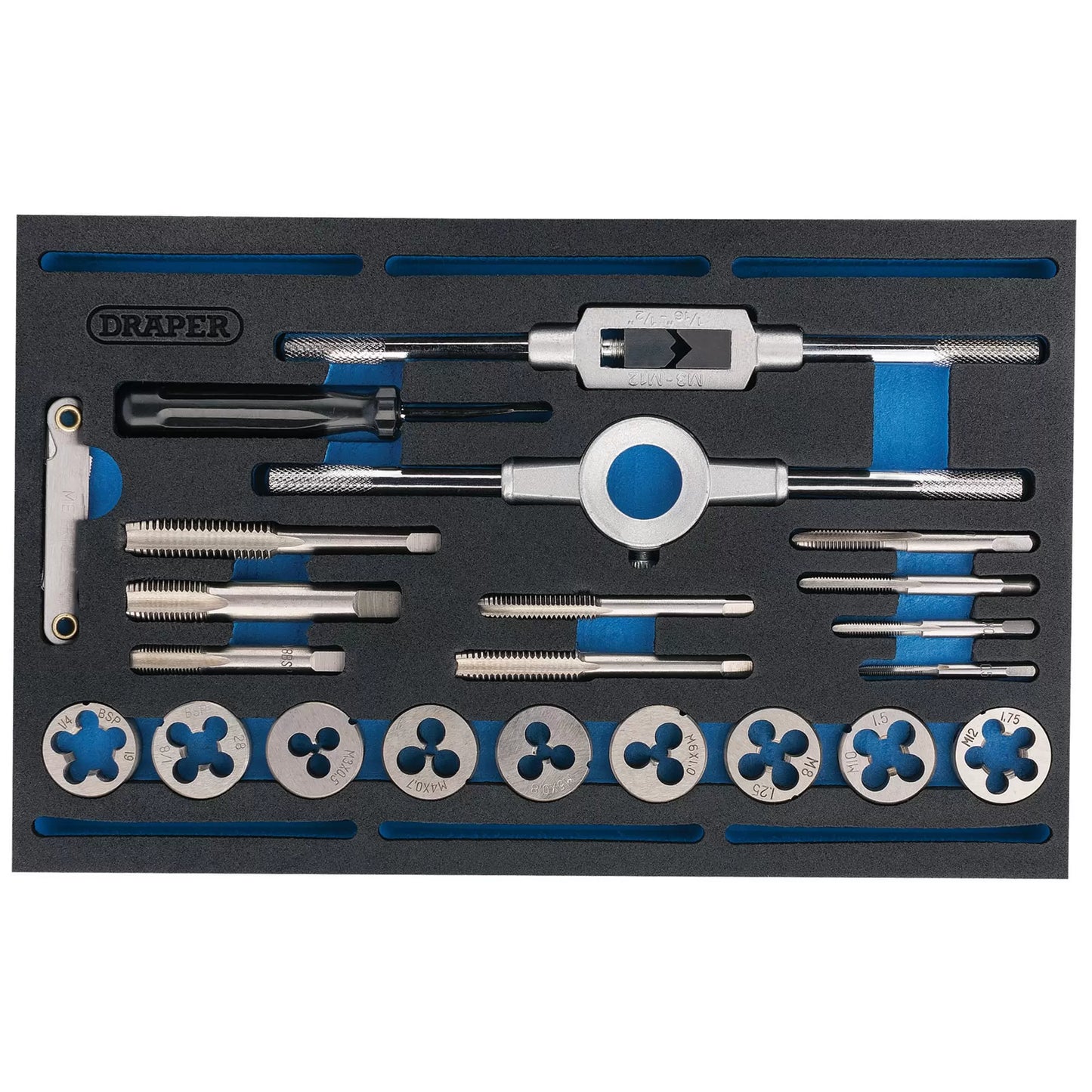 Draper Tools - 63520 - Combination Tap and Die Set - Metric and BSP in EVA Foam Insert Tray (22 Piece)