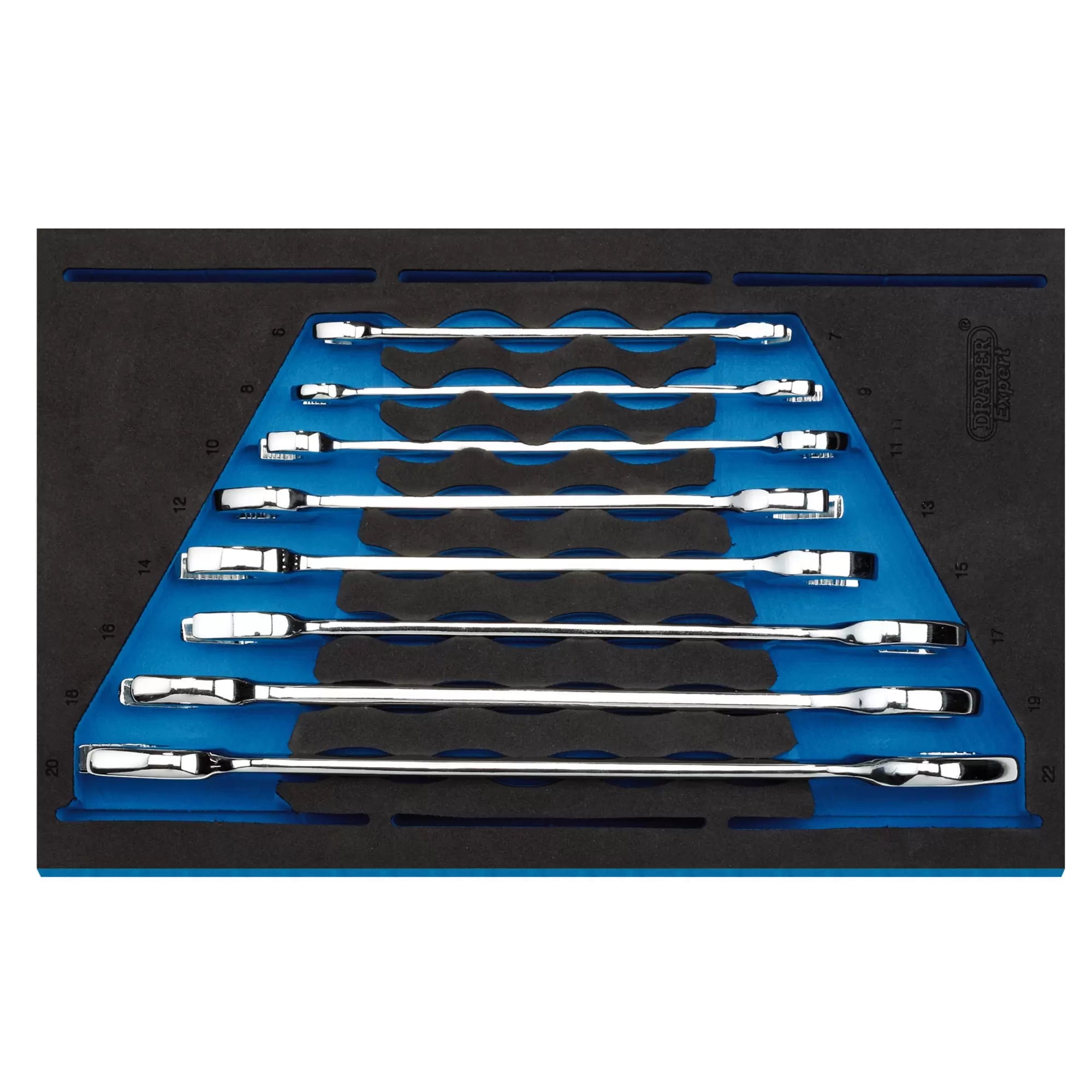 Draper Tools - 63524 - Draper Expert Open Ended Spanner Set in 1/4" Drawer EVA Insert Tray (8 Piece)