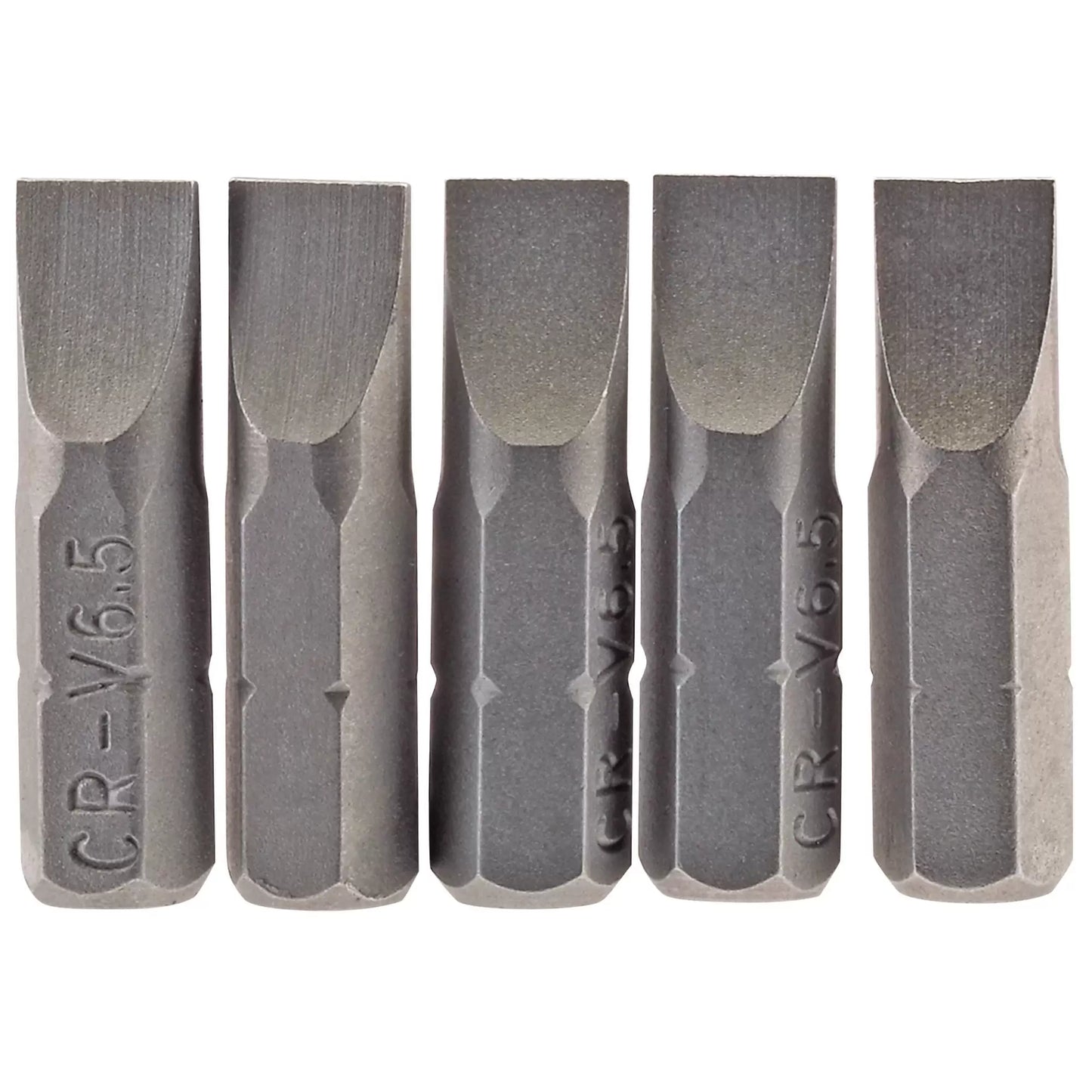 Draper Tools - 64012 - Plain Slot Insert Bit, 6.5mm, 1/4" Hex, 25mm Long (Pack of 5)