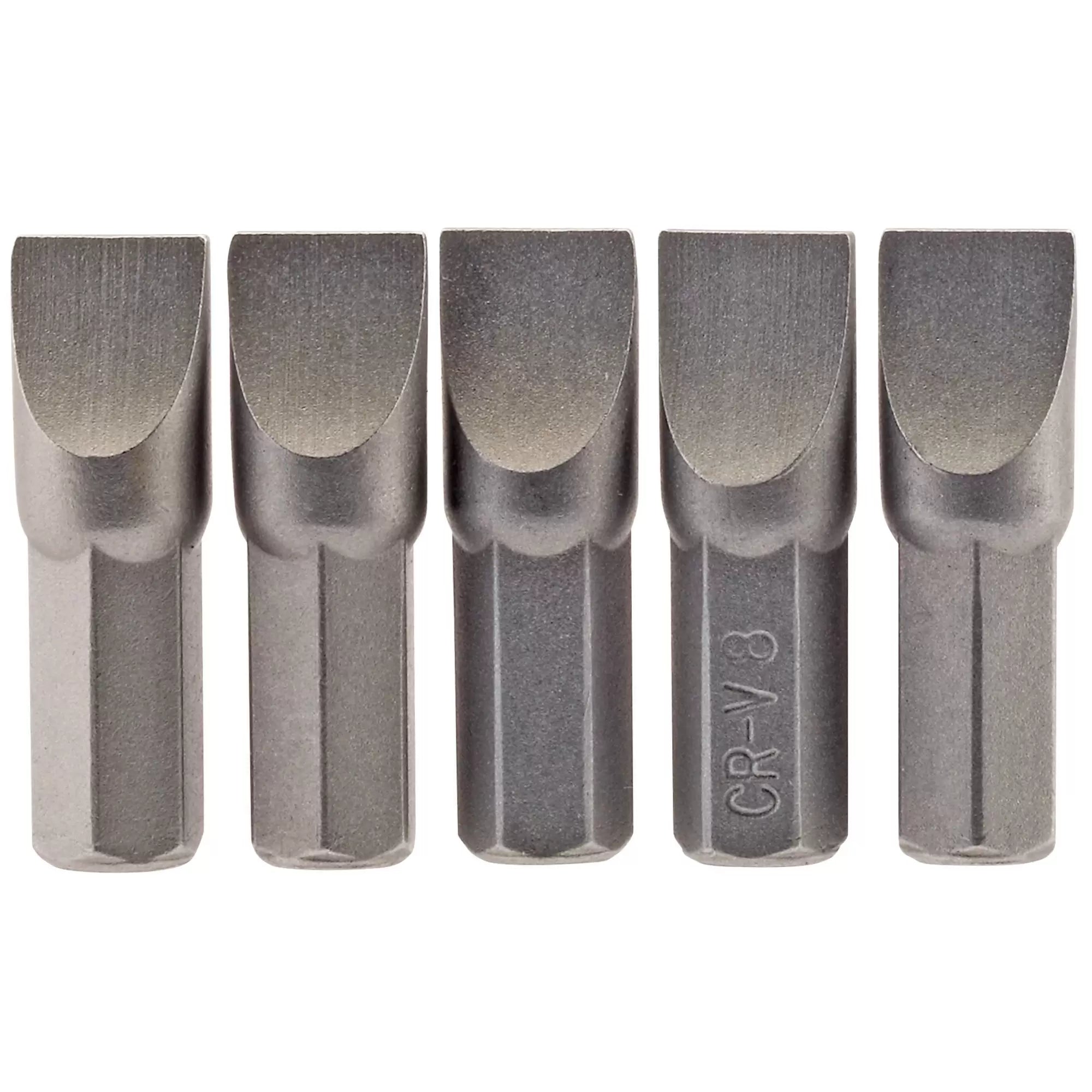Draper Tools - 64013 - Plain Slot Insert Bit, 8.0mm, 1/4" Hex, 25mm Long (Pack of 5)