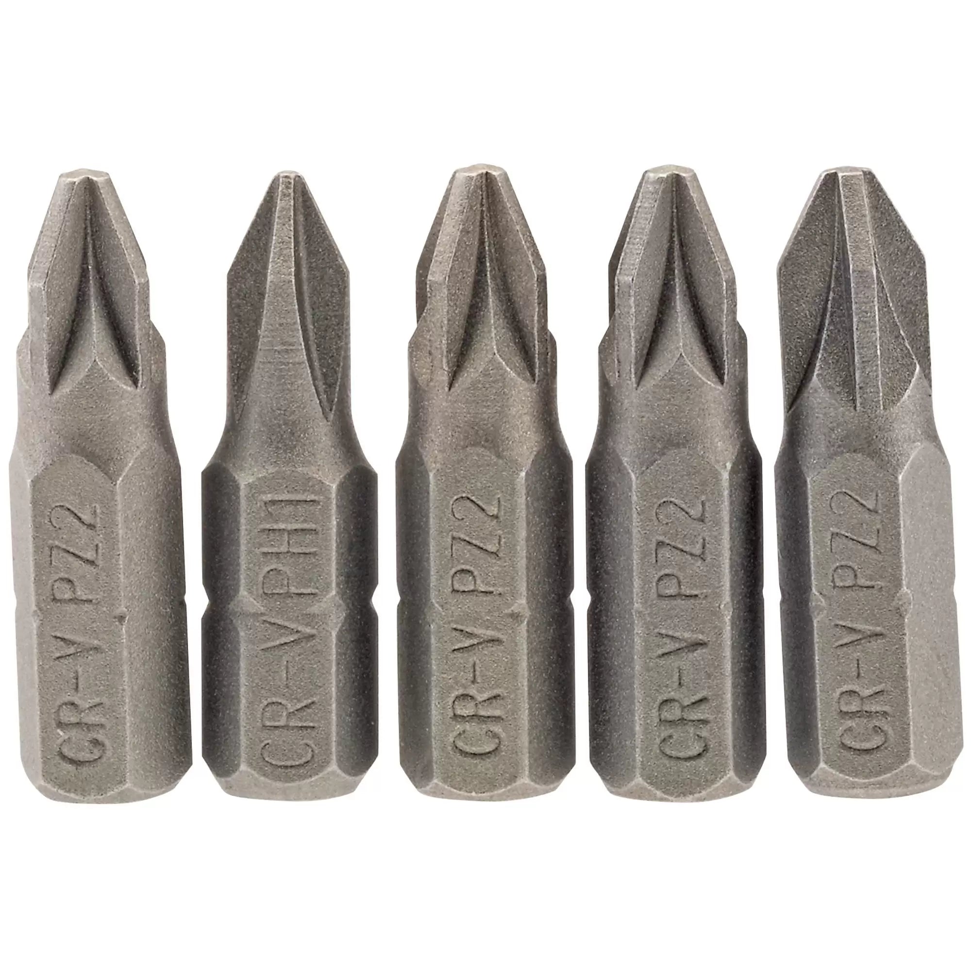 Draper Tools - 64015 - PZ Type Insert Bit, 1/4" Hex, 25mm Long, No.2 (Pack of 5)