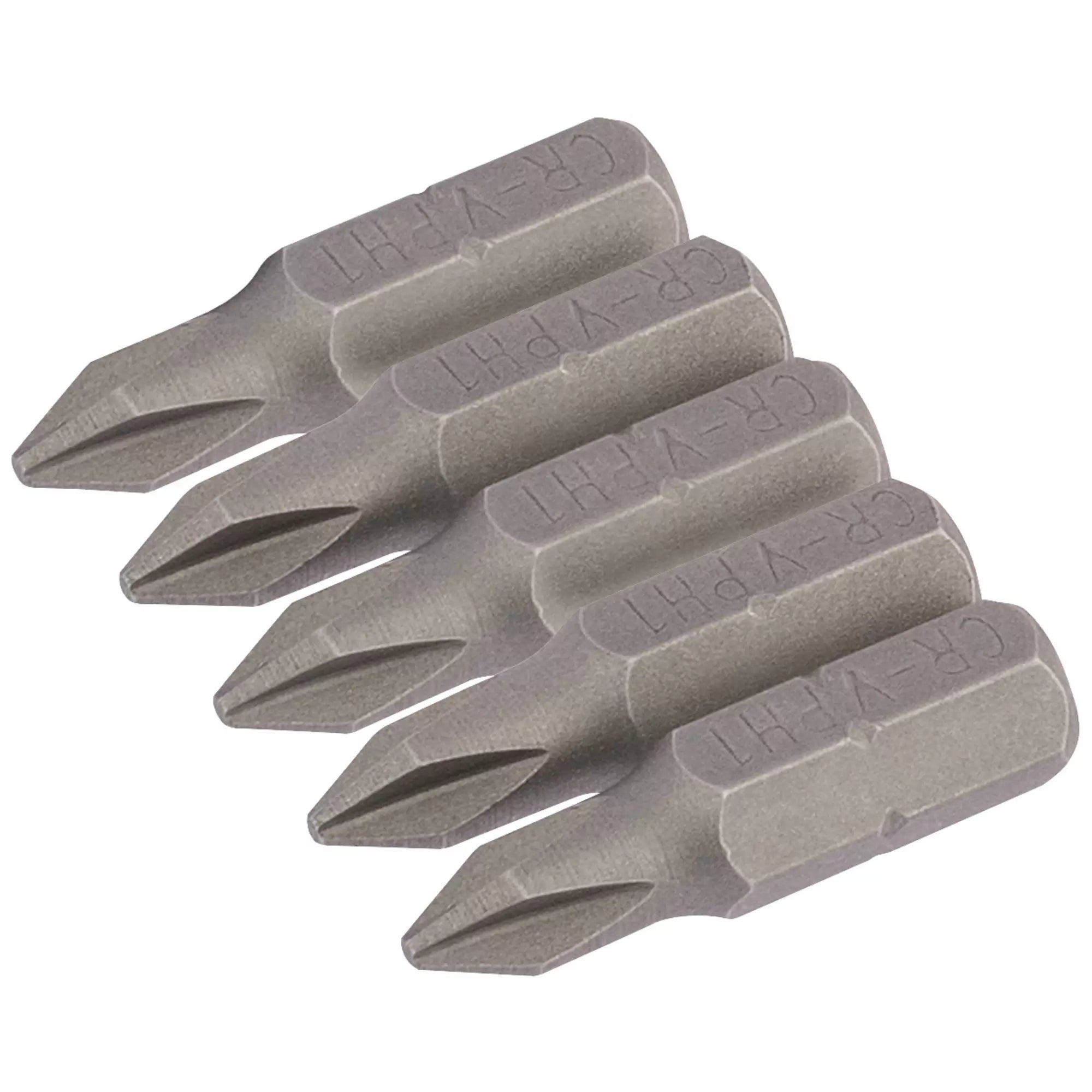 Draper Tools - 64017 - Cross Slot Insert Bit, 1/4" Hex, 25mm Long, No.1 (Pack of 5)