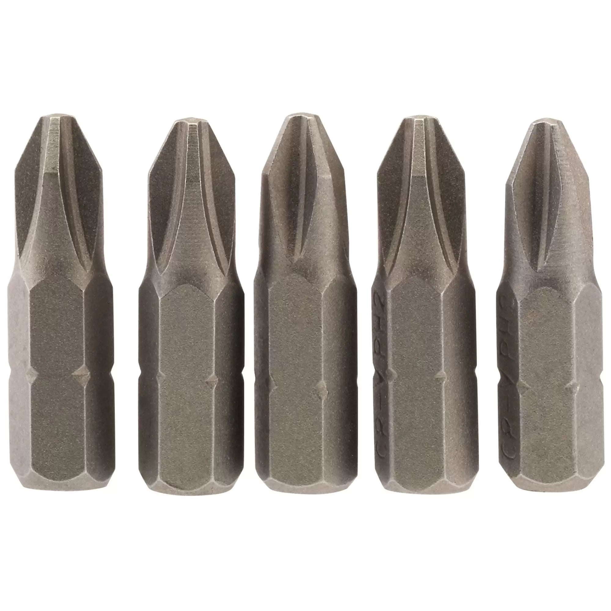 Draper Tools - 64018 - Cross Slot Insert Bit, 1/4" Hex, 25mm Long, No.2 (Pack of 5)
