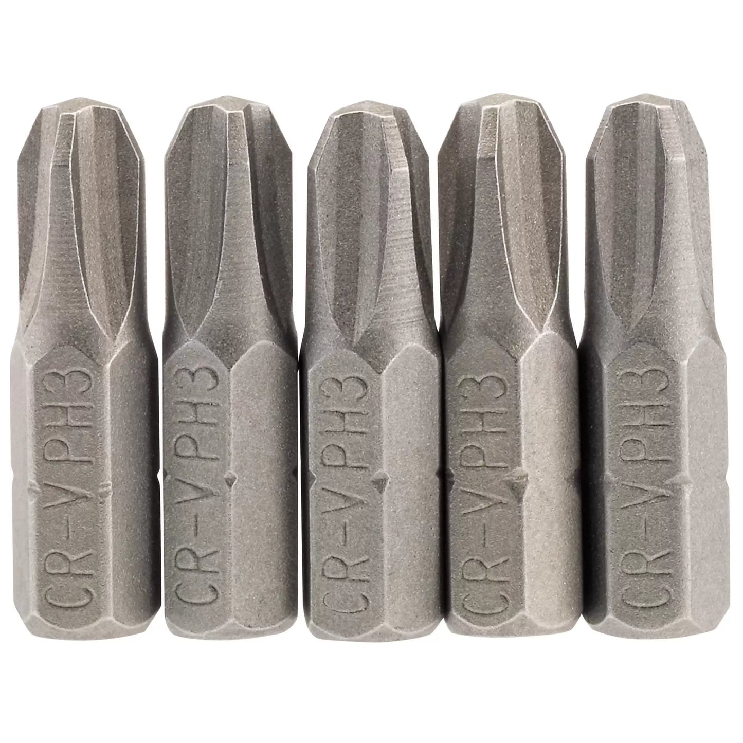 Draper Tools - 64023 - Cross Slot Insert Bit, 1/4" Hex, 25mm Long, No.3 (Pack of 5)