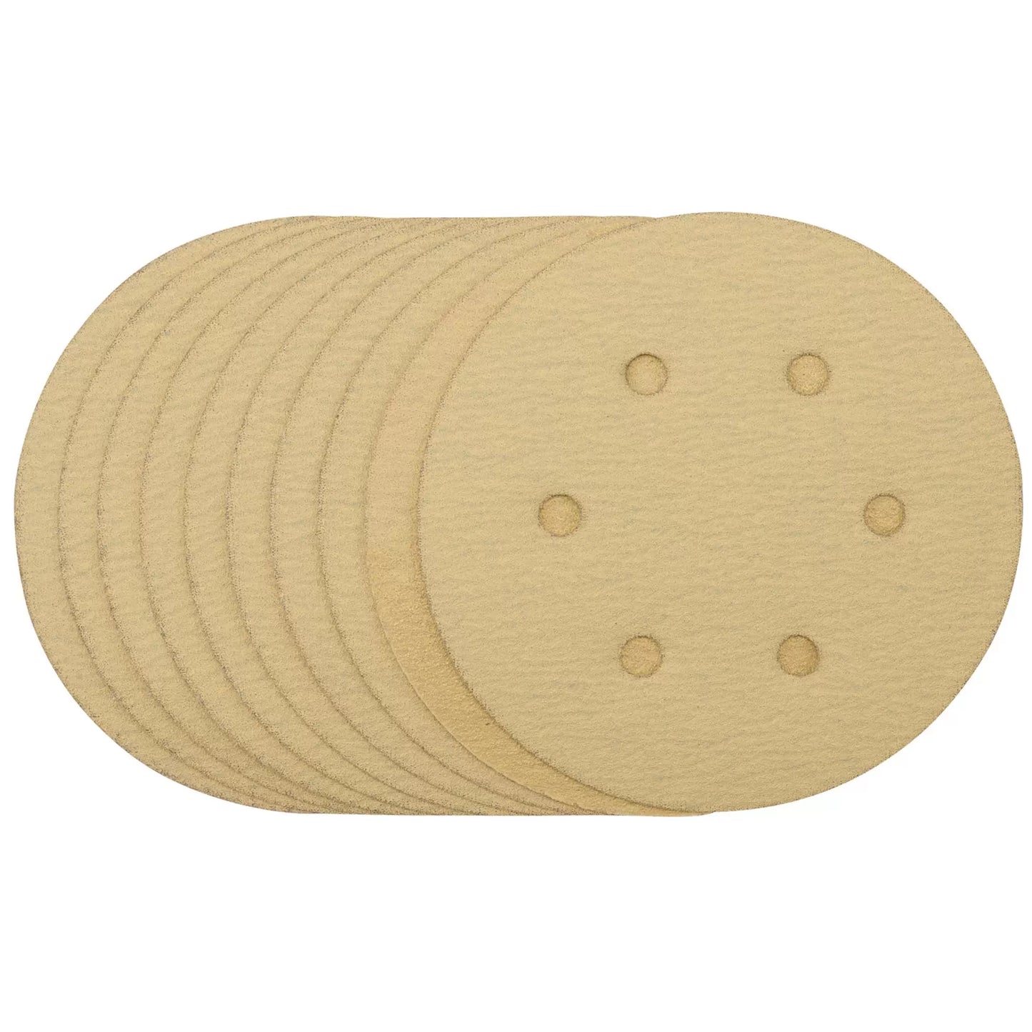 Draper Tools - 64025 - Gold Sanding Discs with Hook & Loop, 150mm, 120 Grit, 6 Dust Extraction Holes (Pack of 10) (Pack of 10)