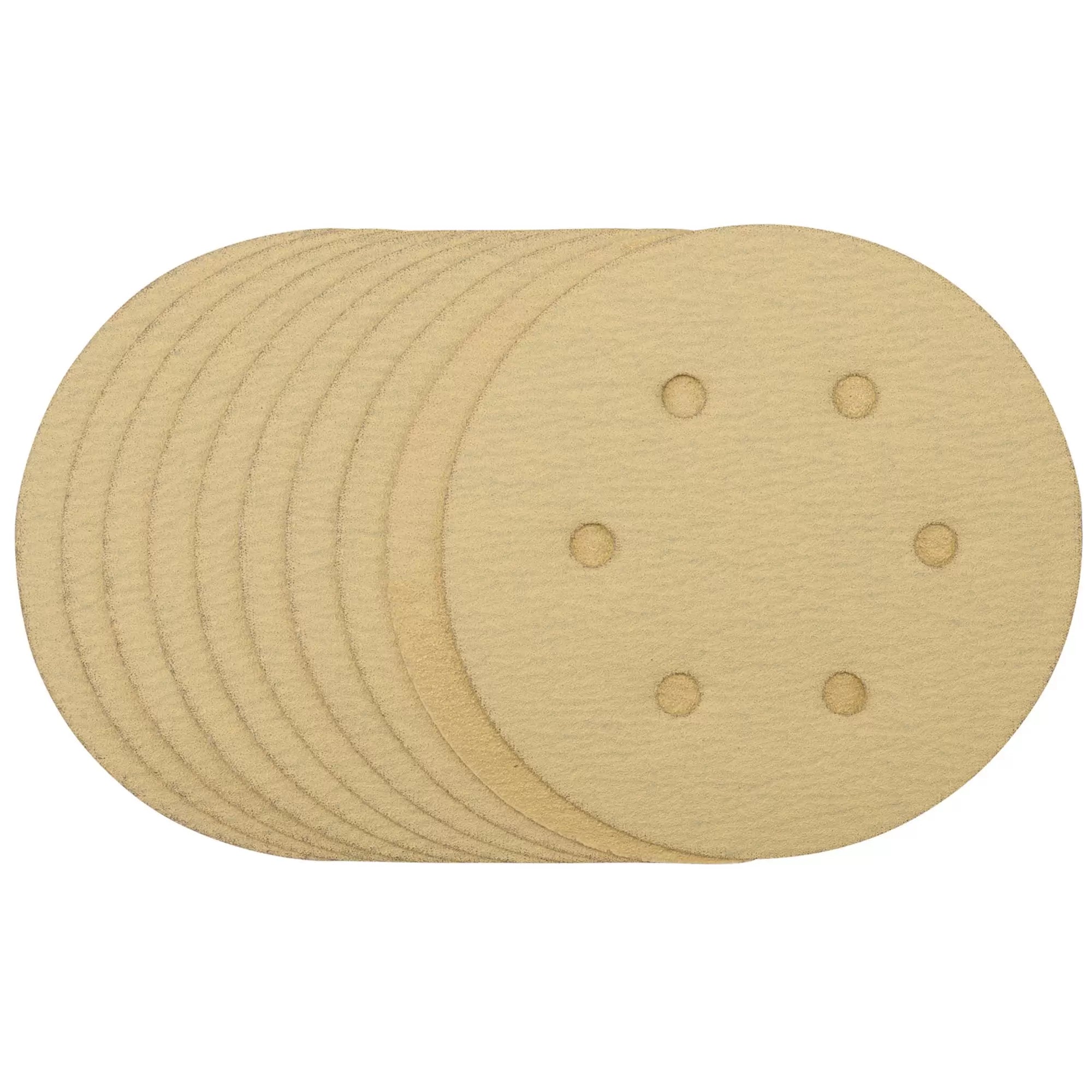 Draper Tools - 64025 - Gold Sanding Discs with Hook & Loop, 150mm, 120 Grit, 6 Dust Extraction Holes (Pack of 10) (Pack of 10)