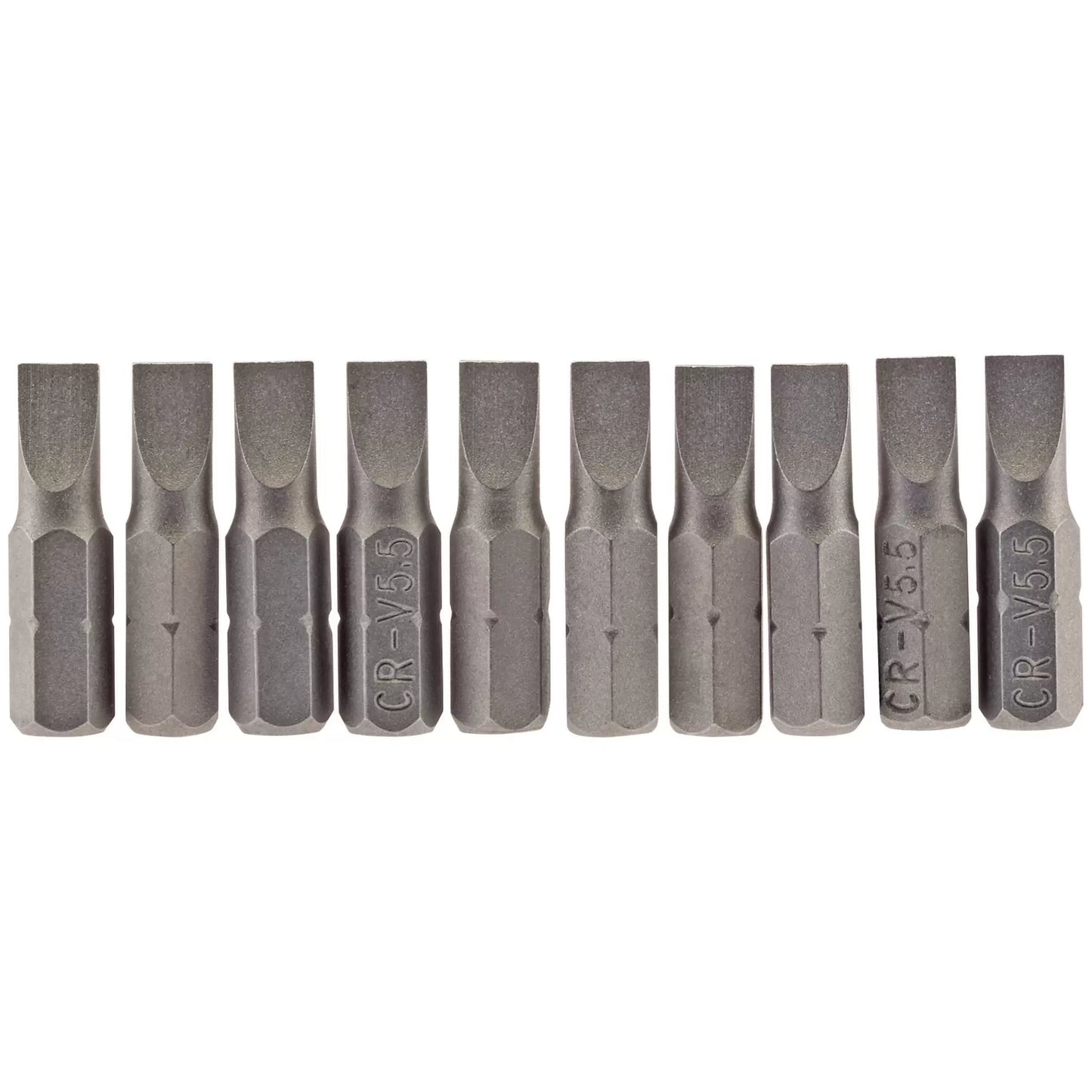 Draper Tools - 64028 - Plain Slot Insert Bit, 5.5mm, 1/4" Hex, 25mm Long (Pack of 10)