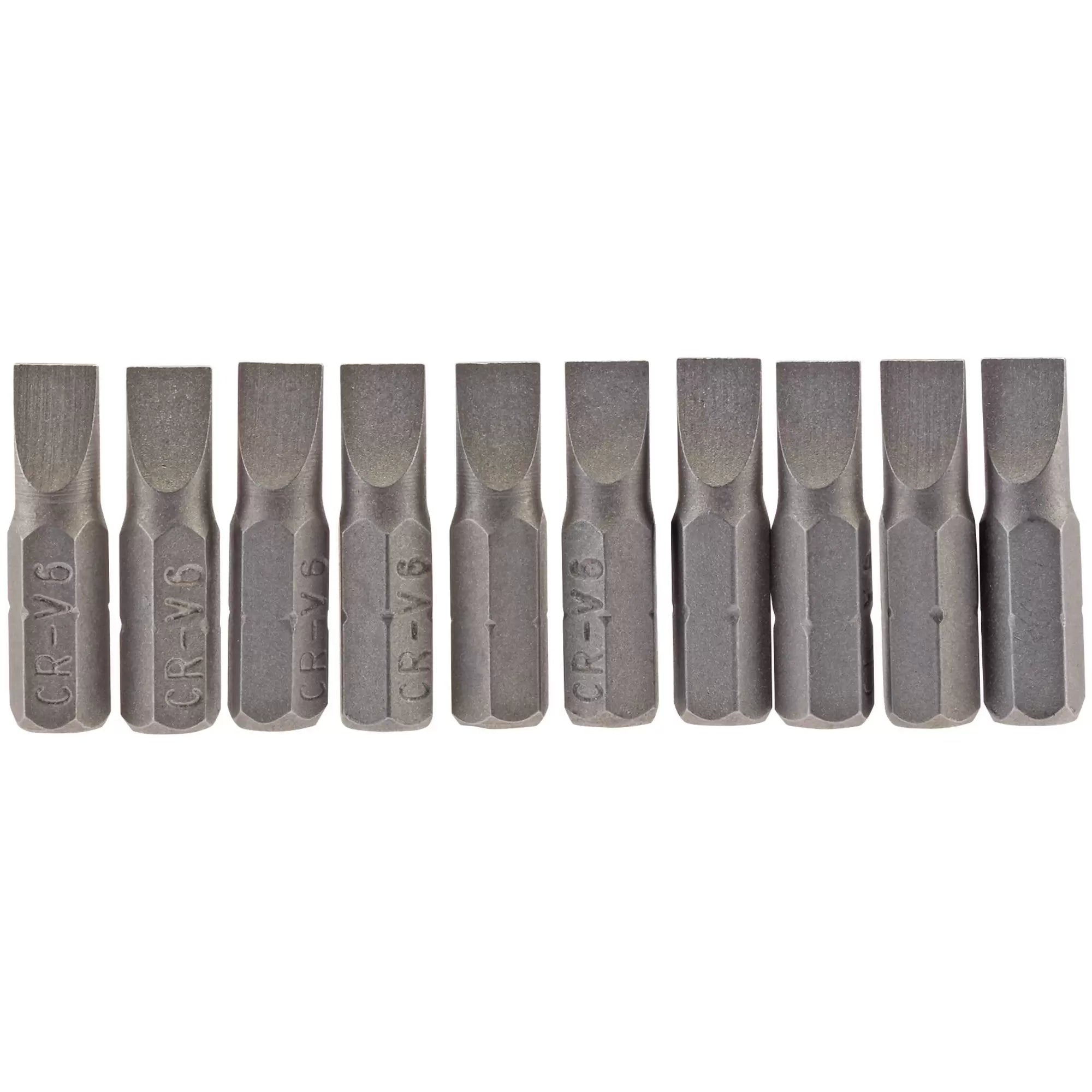 Draper Tools - 64031 - Plain Slot Insert Bit, 6mm, 1/4" Hex, 25mm Long (Pack of 10)