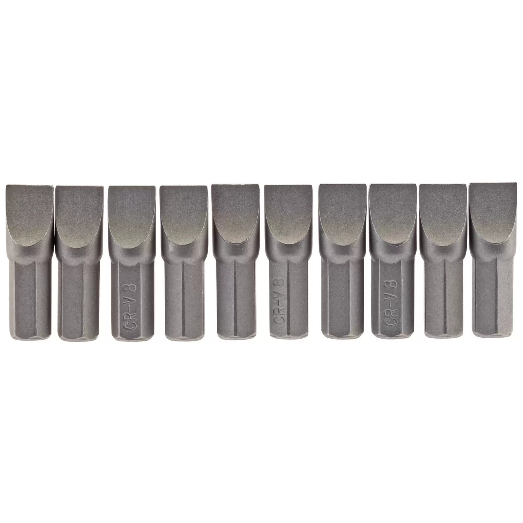 Draper Tools - 64046 - Plain Slot Insert Bit, 8mm, 1/4" Hex, 25mm Long (Pack of 10)