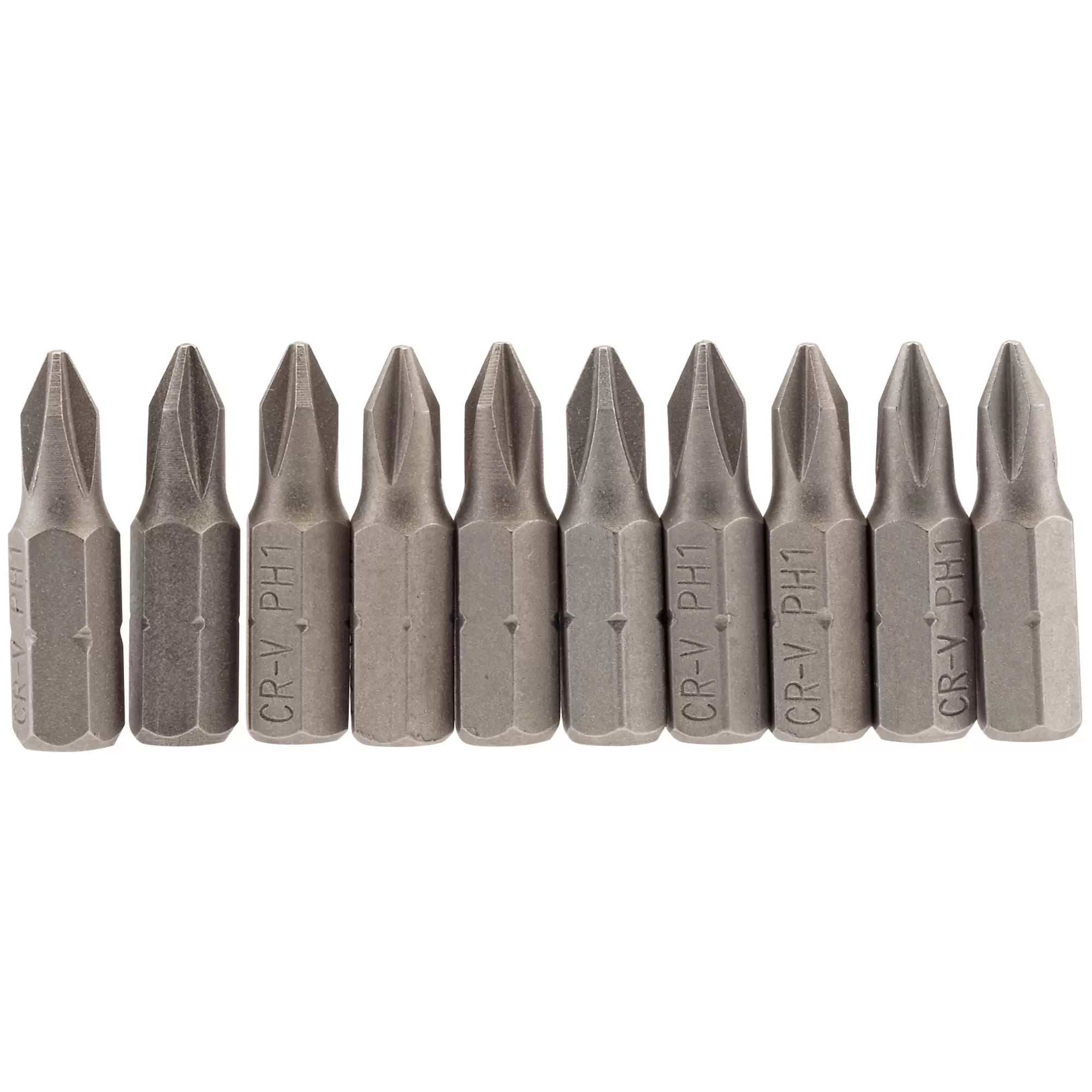 Draper Tools - 64060 - Cross Slot Insert Bit, 1/4" Hex, 25mm Long, No.1 (Pack of 10)