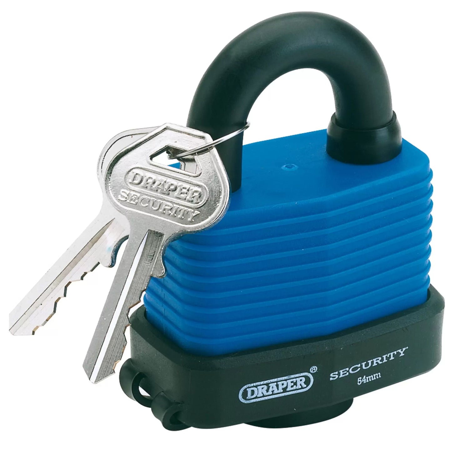 Draper Tools - 64178 - Laminated Steel Padlock and 2 Keys with Hardened Steel Shackle and Bumper, 54mm