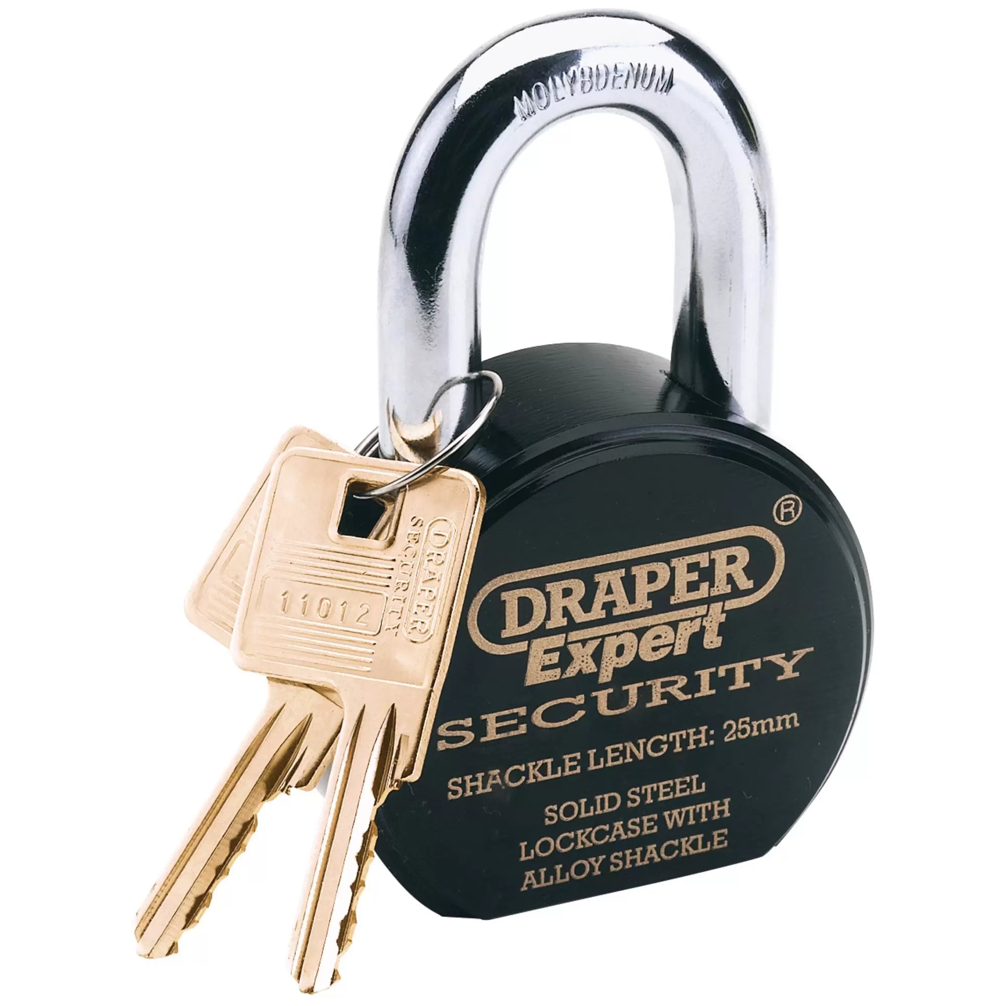 Draper Tools - 64206 - Draper Expert Heavy Duty Stainless Steel Padlock and 2 Keys, 63 x 25mm