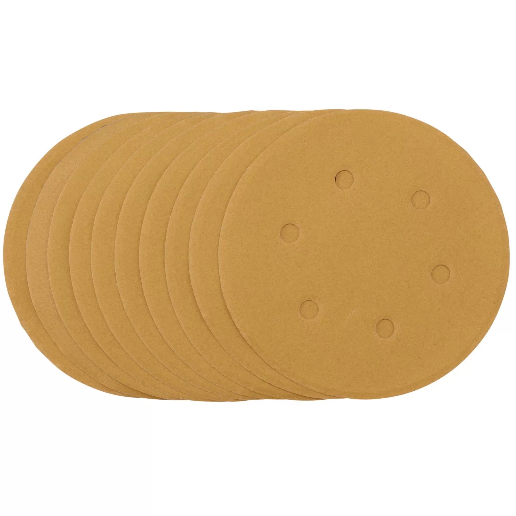 Draper Tools - 64257 - Gold Sanding Discs with Hook & Loop, 150mm, 240 Grit, 6 Dust Extraction Holes (Pack of 10)