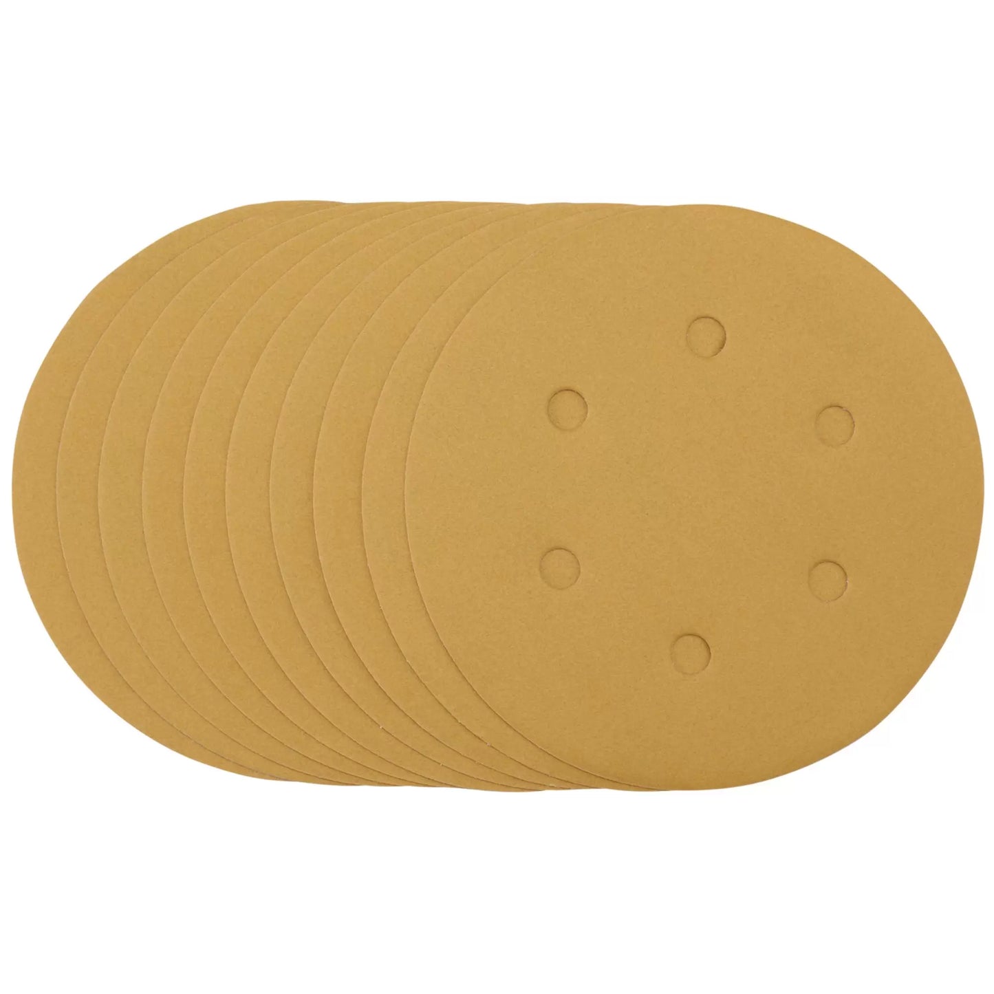 Draper Tools - 64265 - Gold Sanding Discs with Hook & Loop, 150mm, 320 Grit, 6 Dust Extraction Holes (Pack of 10)