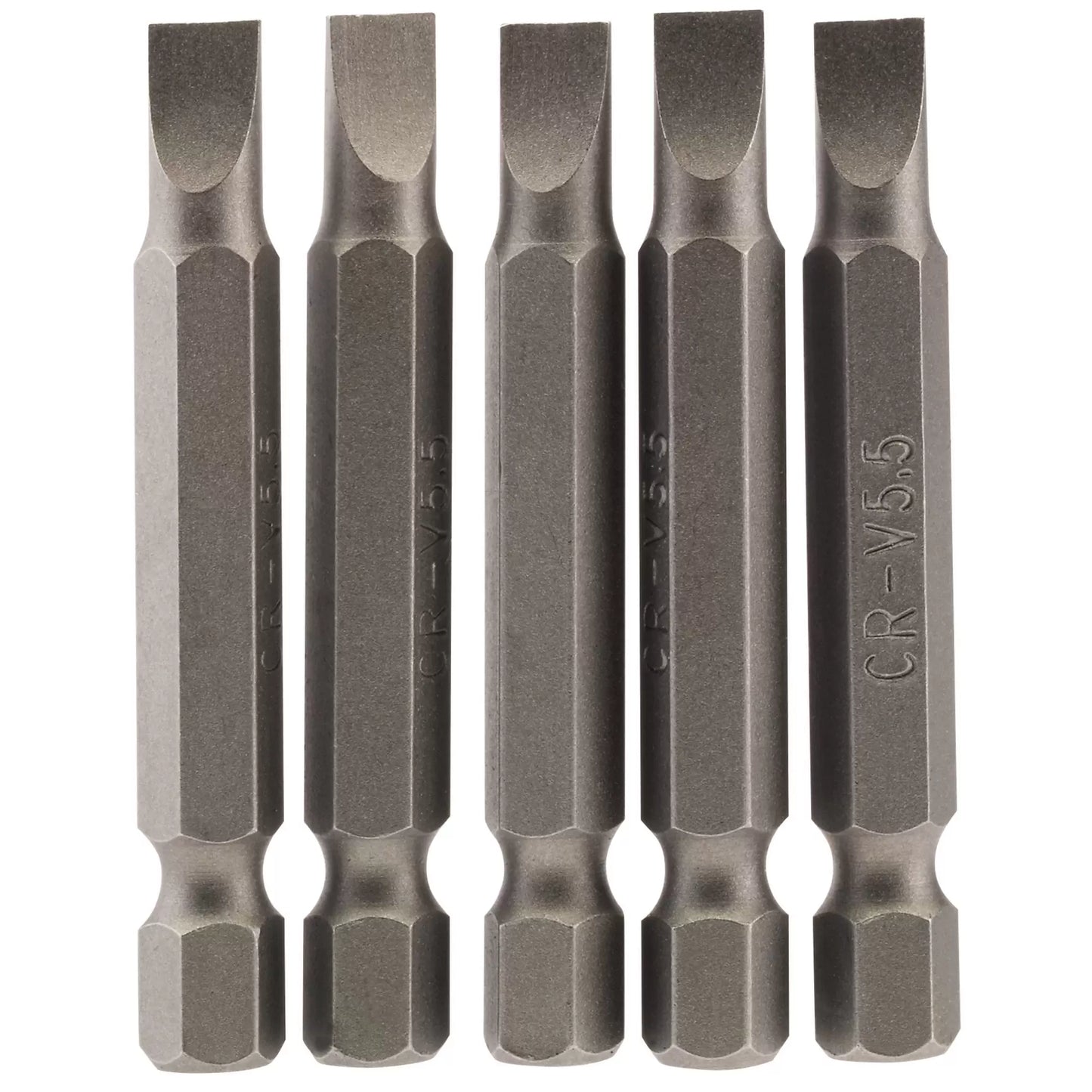 Draper Tools - 64272 - Plain Slot Insert Bit, 5.5mm, 1/4" Hex, 50mm Long (Pack of 5)