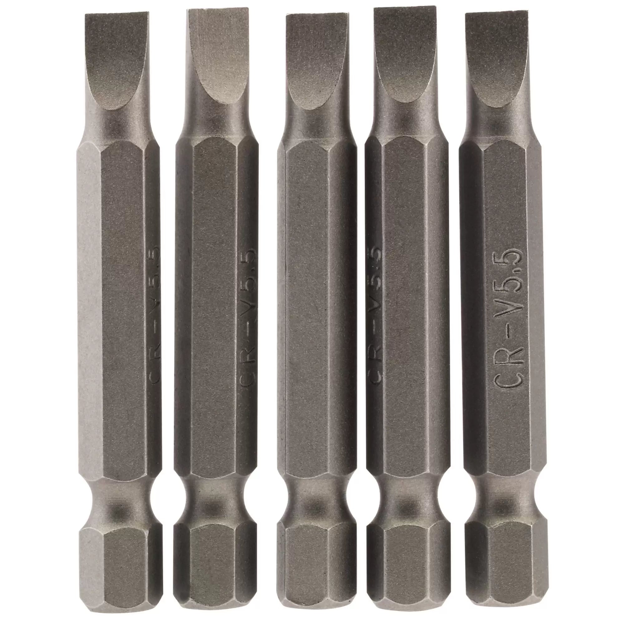 Draper Tools - 64272 - Plain Slot Insert Bit, 5.5mm, 1/4" Hex, 50mm Long (Pack of 5)
