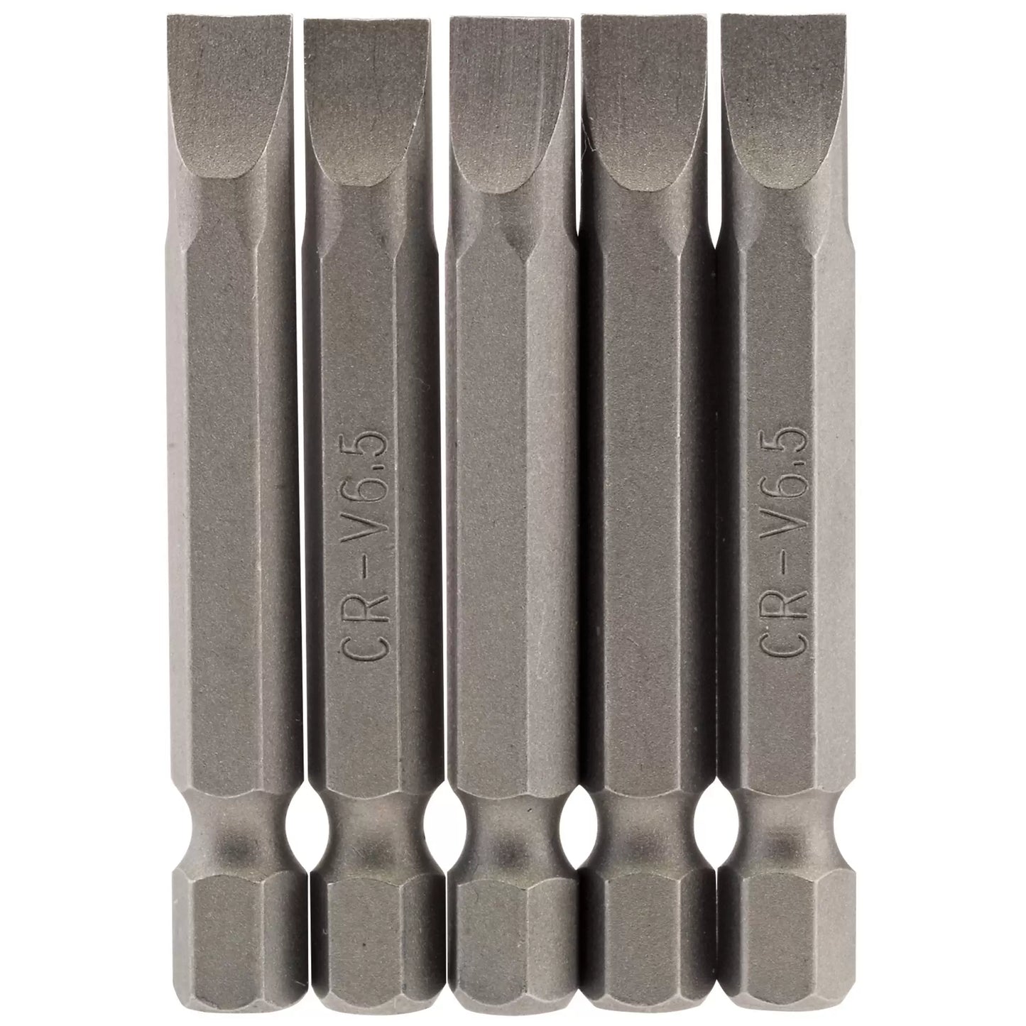 Draper Tools - 64276 - Plain Slot Insert Bit, 6.5mm, 1/4" Hex, 50mm Long (Pack of 5)