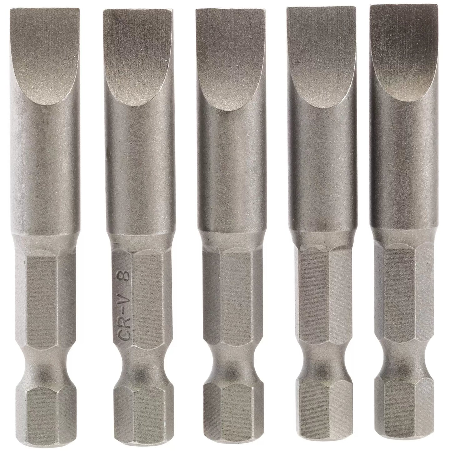 Draper Tools - 64280 - Plain Slot Insert Bit, 8mm, 1/4" Hex, 50mm Long (Pack of 5)