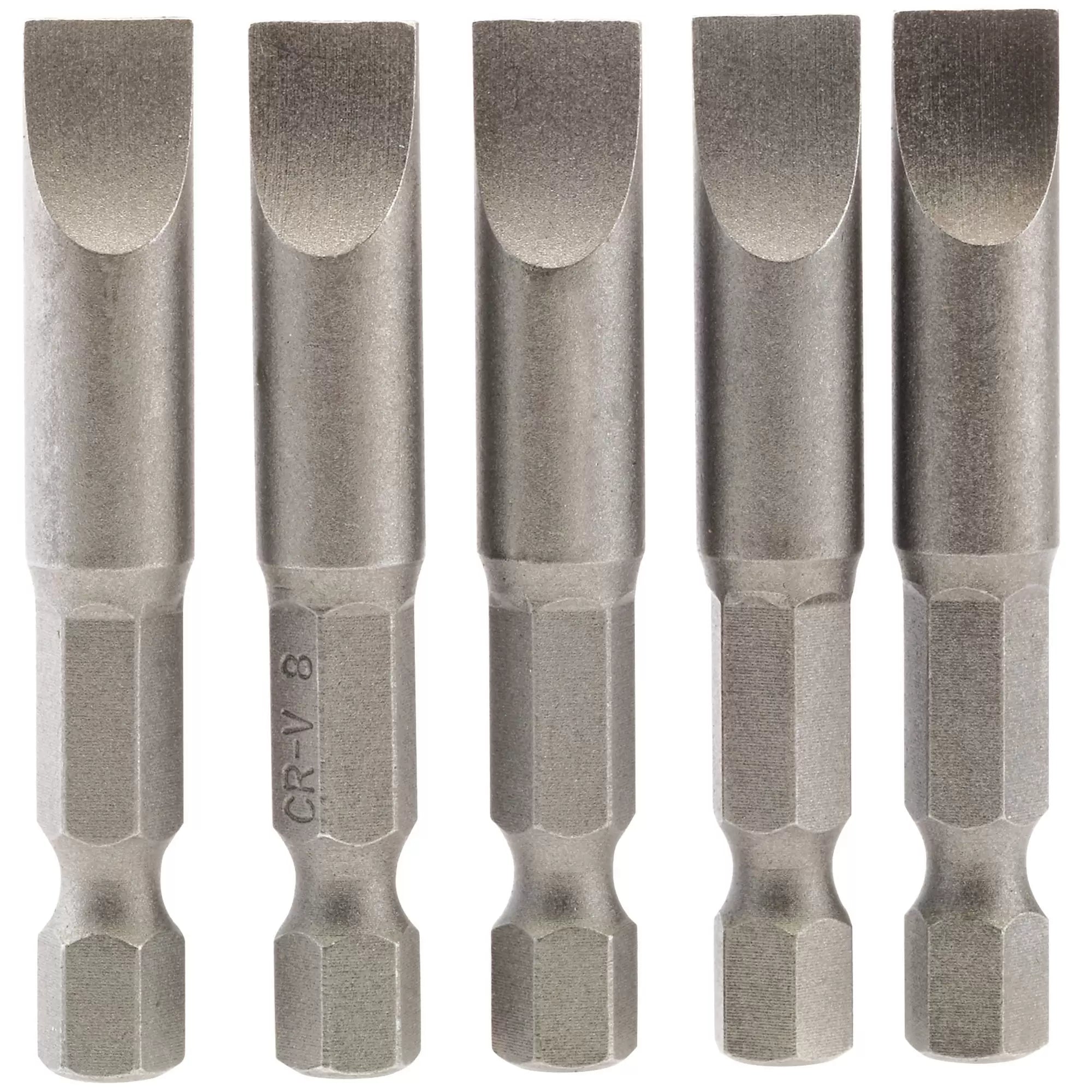 Draper Tools - 64280 - Plain Slot Insert Bit, 8mm, 1/4" Hex, 50mm Long (Pack of 5)