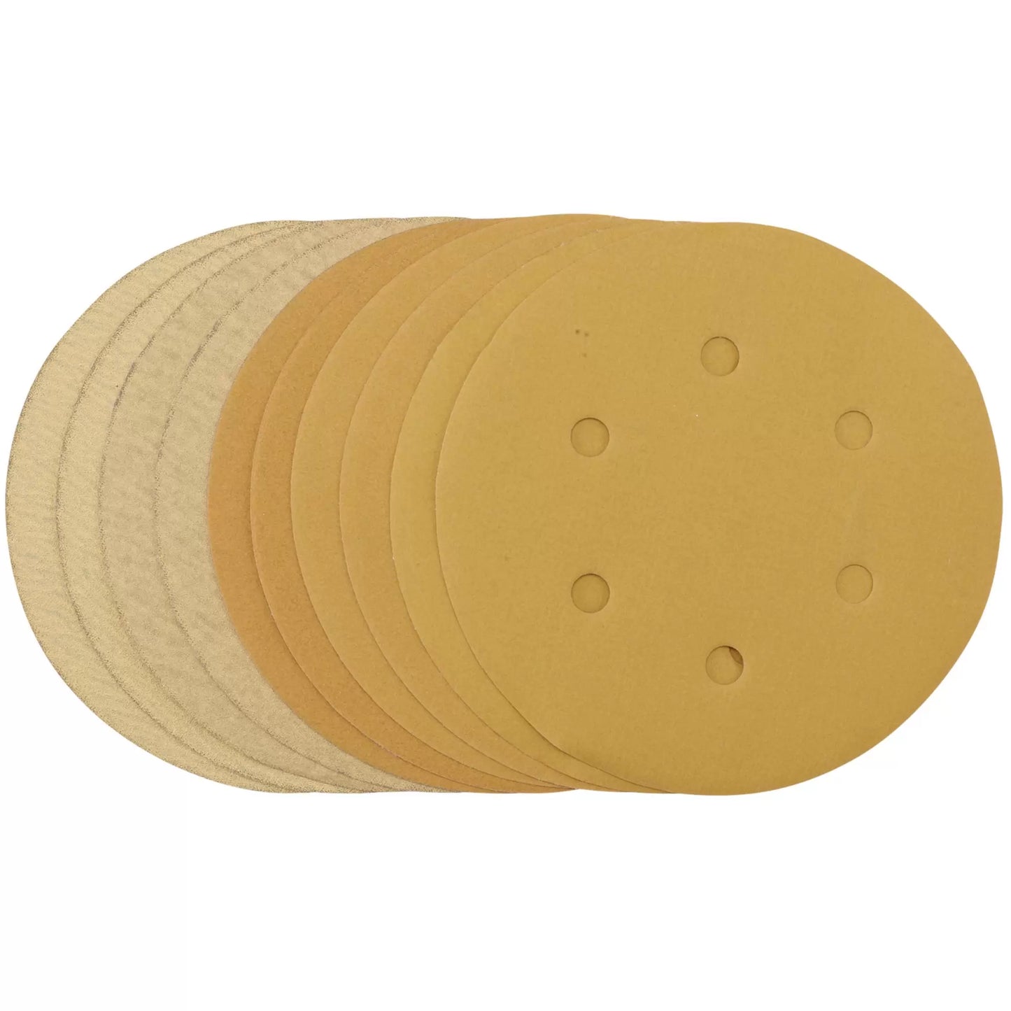 Draper Tools - 64284 - Gold Sanding Discs with Hook & Loop, 150mm, Assorted Grit - 120G, 180G, 240G, 320G, 400G, 6 Dust Extraction Holes (Pack of 10)