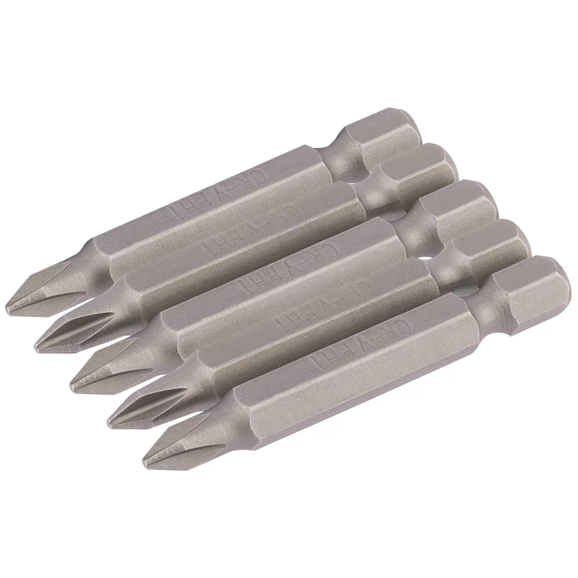 Draper Tools - 64287 - Cross Slot Insert Bit, 1/4" Hex, 50mm Long, No.1 (Pack of 5)