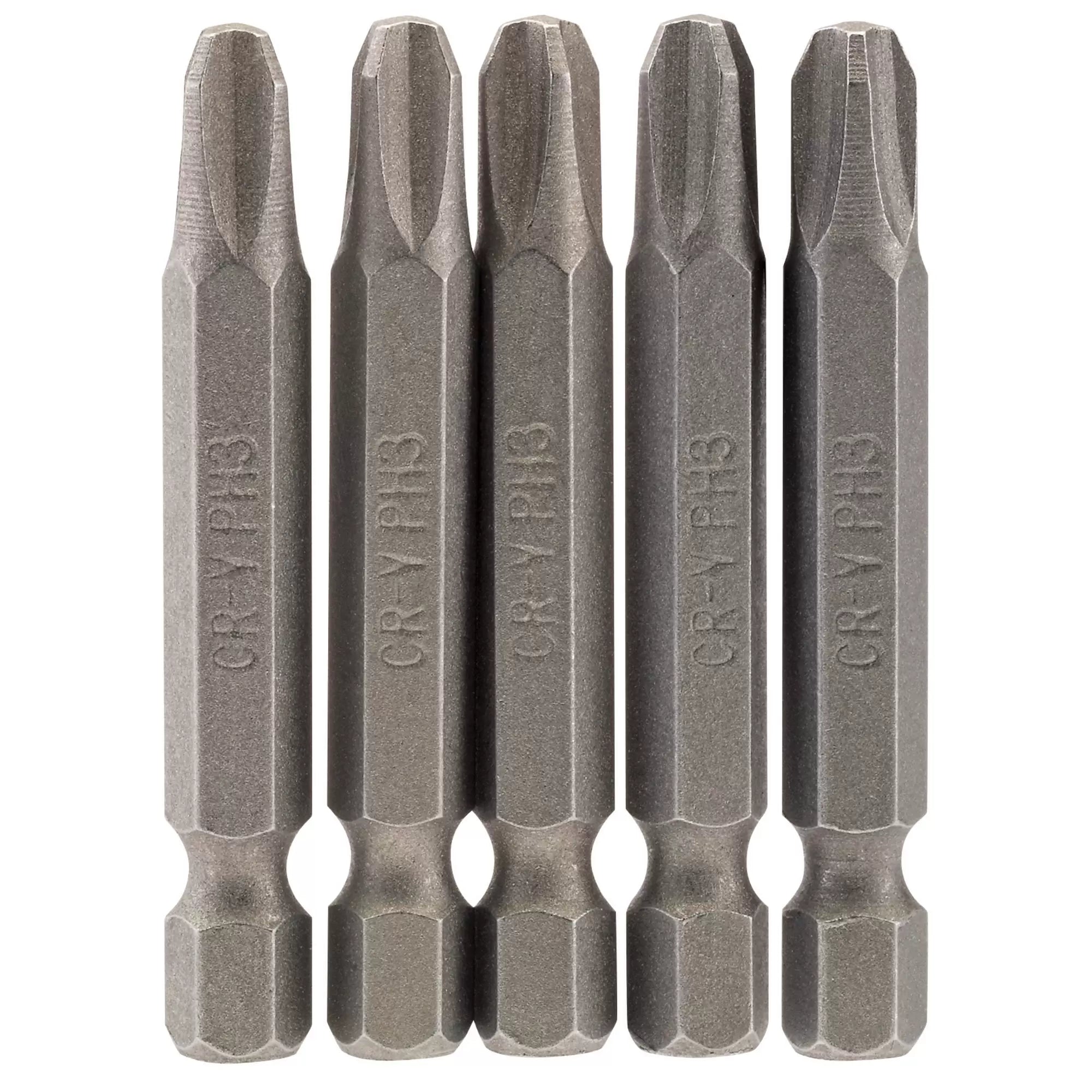 Draper Tools - 64290 - Cross Slot Insert Bit, 1/4" Hex, 50mm Long, No.3 (Pack of 5)