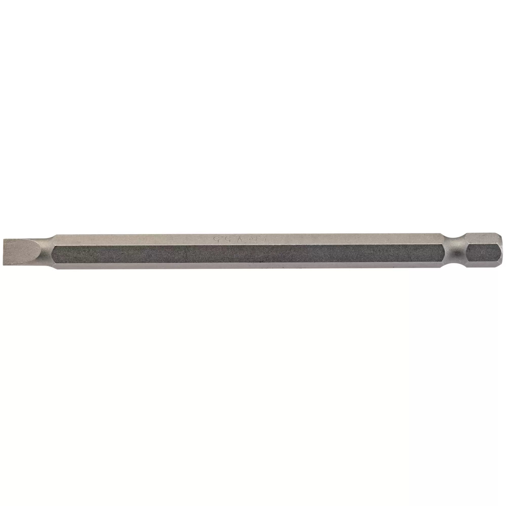 Draper Tools - 64345 - Plain Slot Insert Bit, 5.5mm, 1/4" Hex, 100mm Long (Pack of 1)