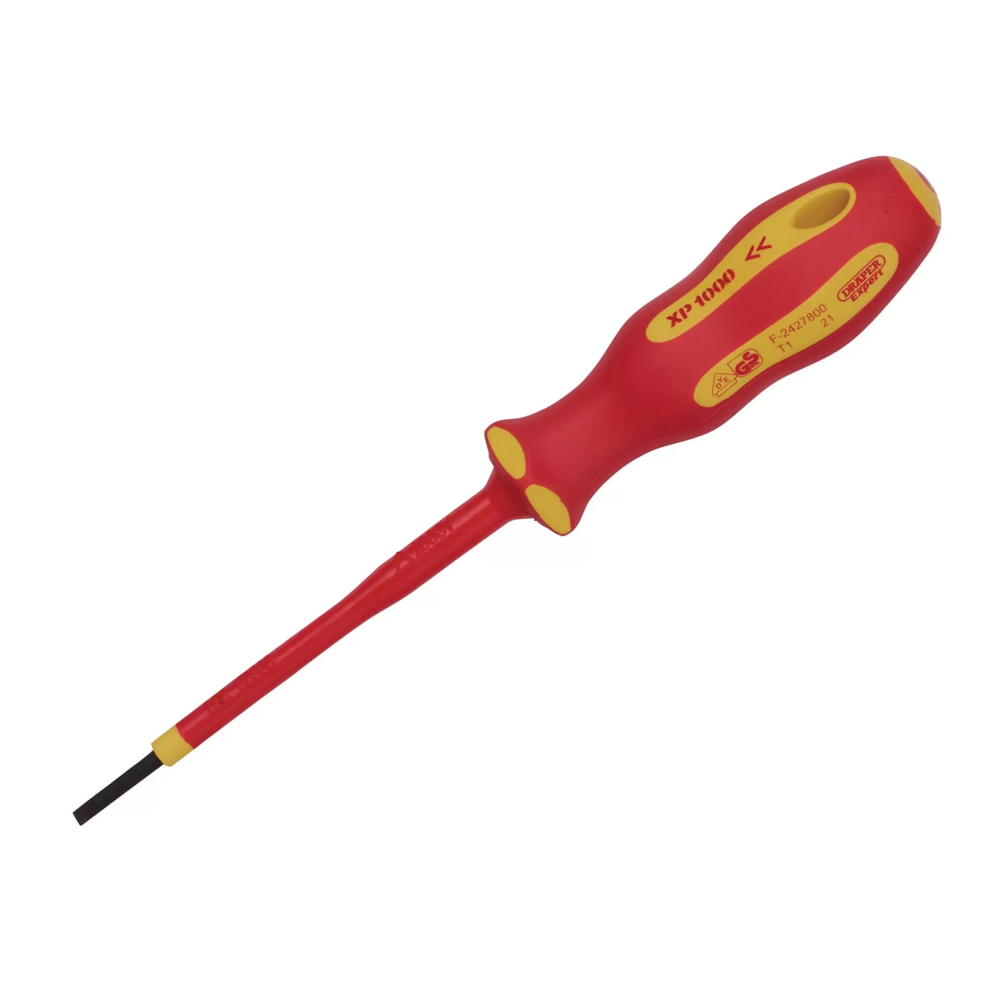 Draper Tools - 64367 - XP1000® VDE Plain Slot Screwdriver, 2.5 x 75mm