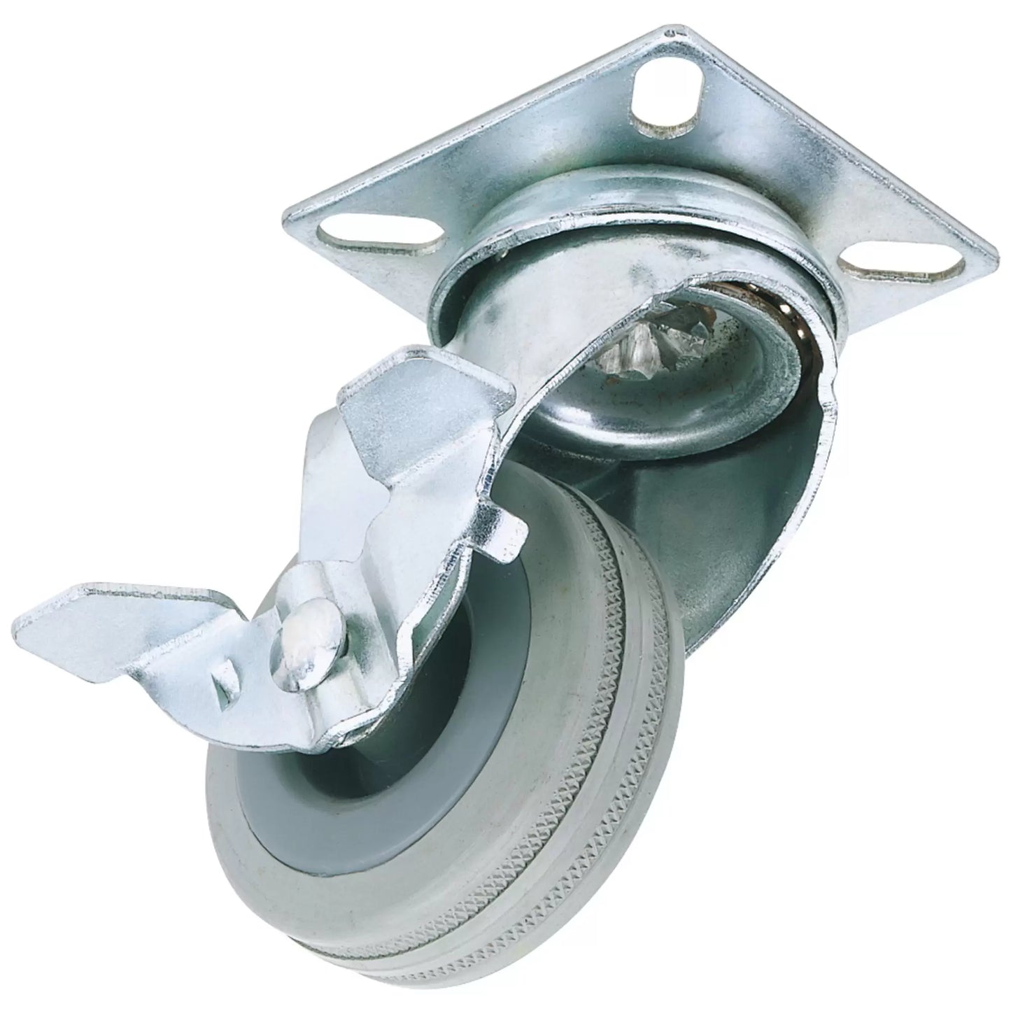 Draper Tools - 65469 - Swivel Plate Fixing Rubber Castor with Brake, 50mm Diameter, S.W.L. 50kg