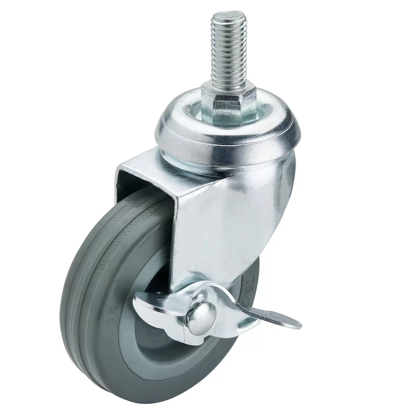 Draper Tools - 65476 - Swivel Bolt Fixing Rubber Castor with Brake, 75mm Diameter, S.W.L. 70kg
