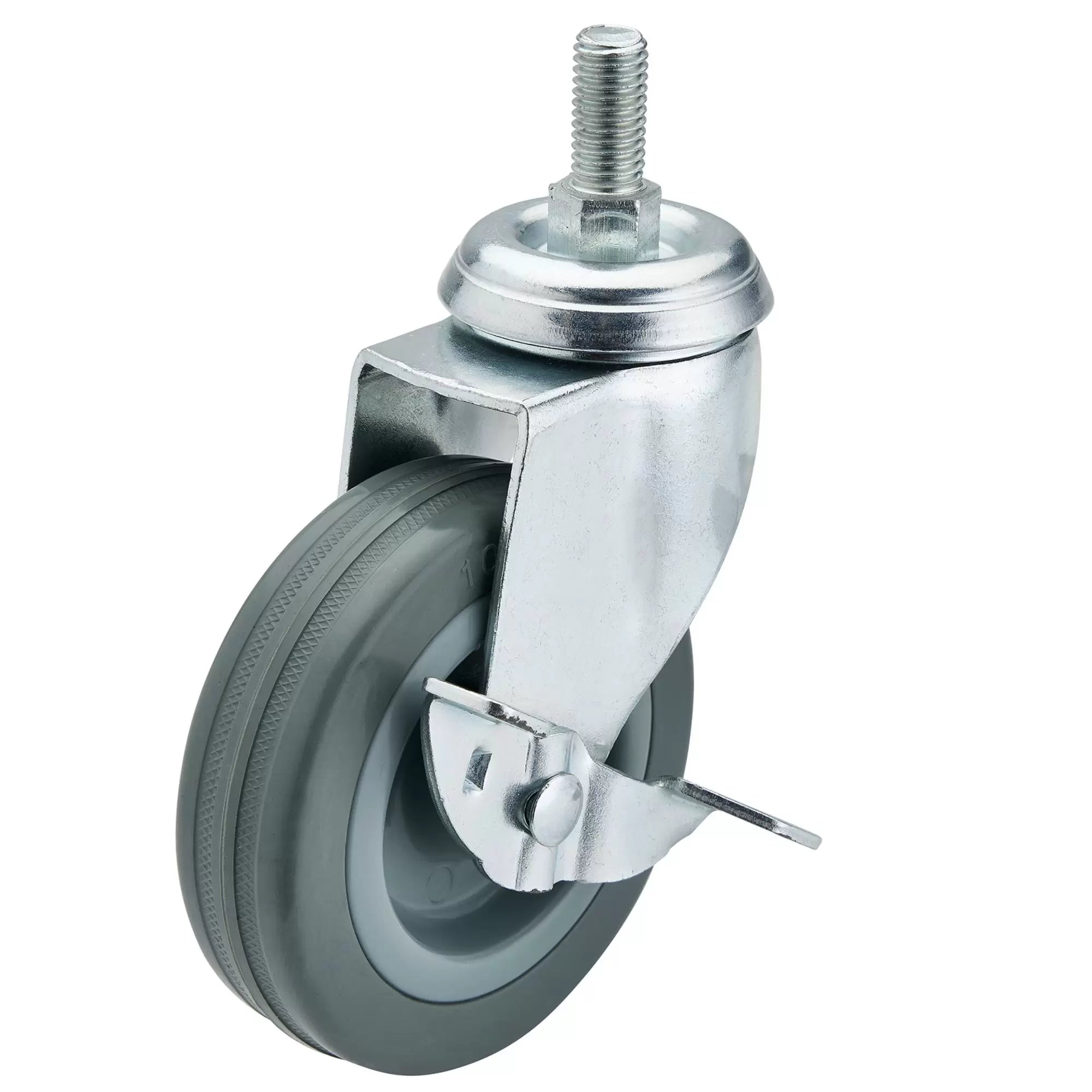 Draper Tools - 65481 - Swivel Bolt Fixing Rubber Castor with Brake, 100mm Diameter, S.W.L. 80kg