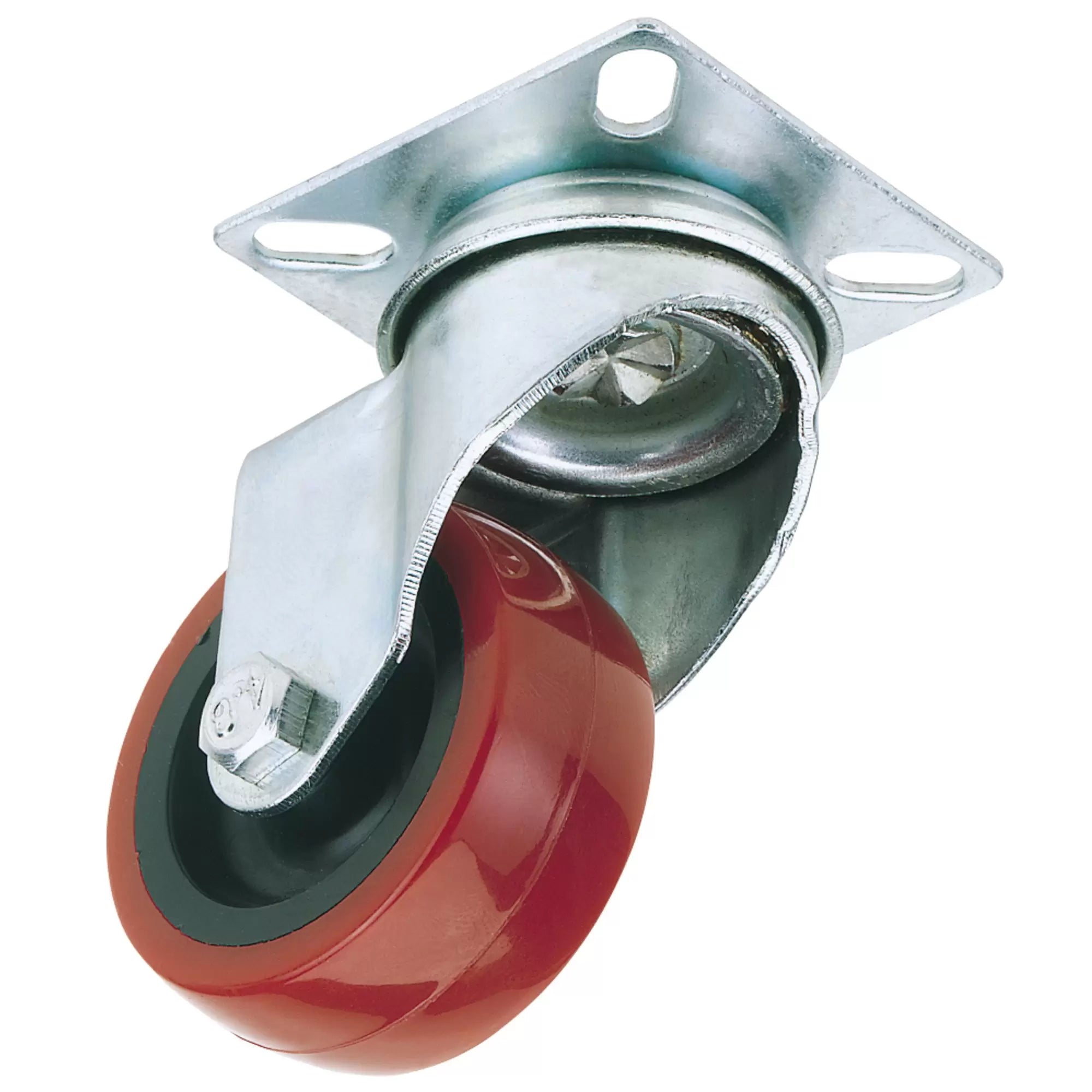 Draper Tools - 65513 - Polyurethane Wheeled Swivel Plate Fixing Castor, 75mm Diameter, S.W.L. 70kg