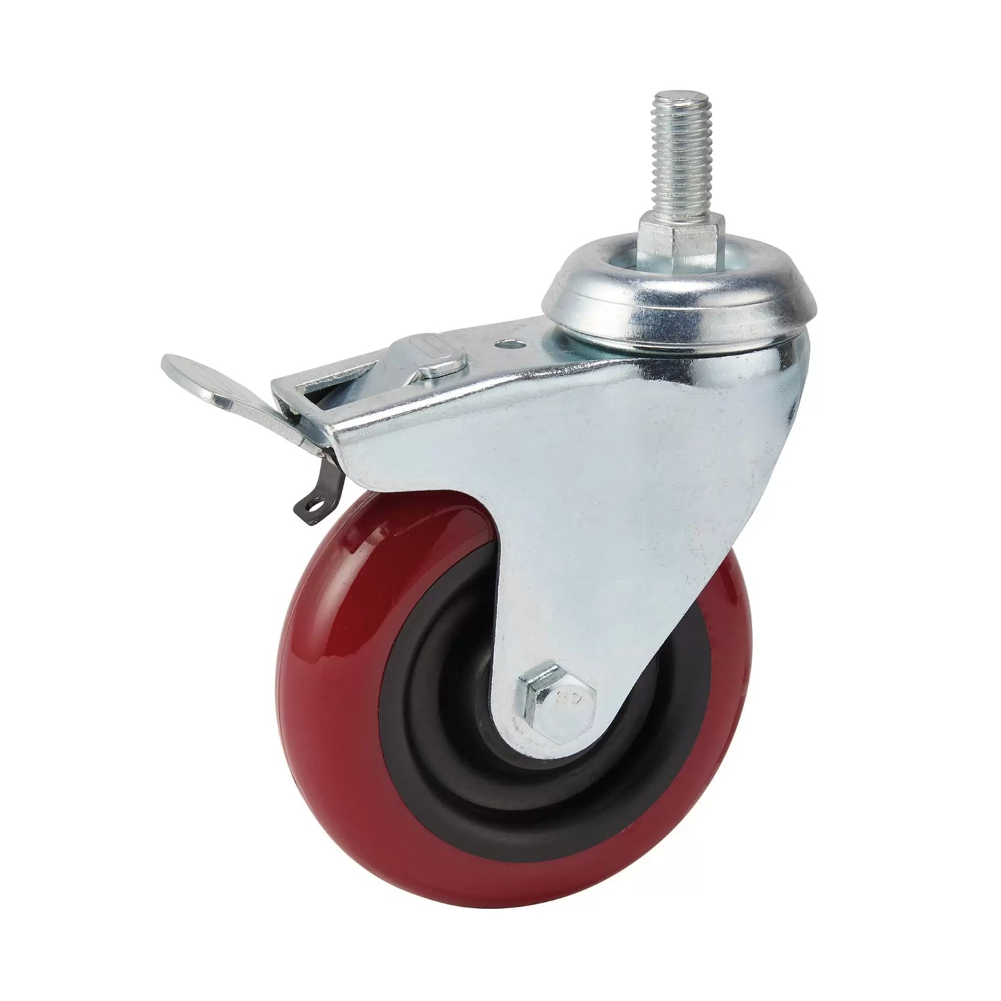 Draper Tools - 65521 - Swivel Bolt Fixing Polyurethane Wheel with Brake, 100mm Diameter, S.W.L. 125kg