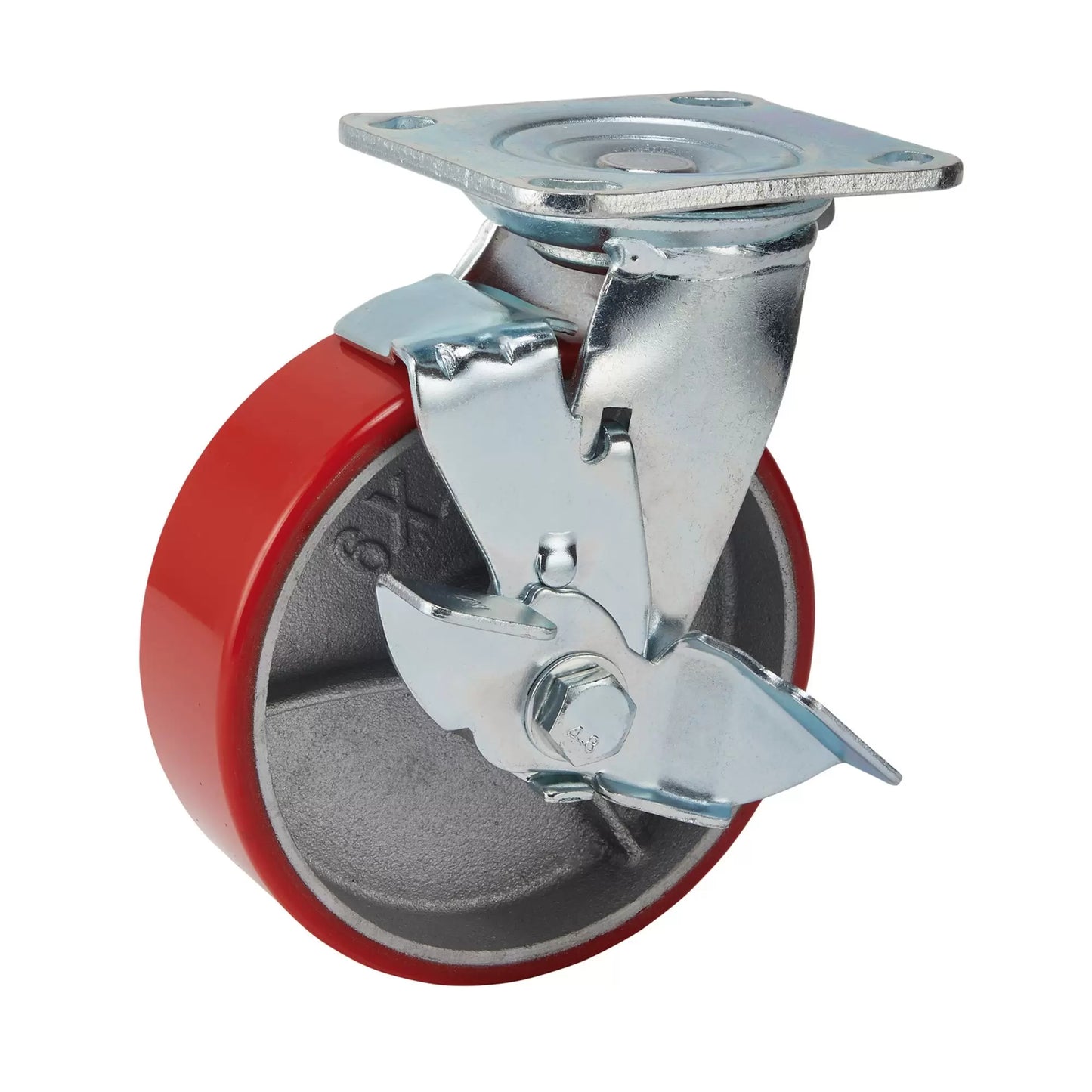 Draper Tools - 65530 - Swivel Plate Fixing Heavy Duty Polyurethane Wheel with Brake, 160mm Diameter, S.W.L. 400kg