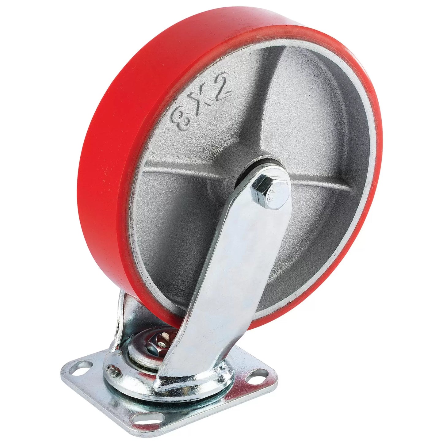 Draper Tools - 65532 - Swivel Plate Fixing Heavy Duty Polyurethane Wheel, 200mm Diameter, S.W.L. 500kg