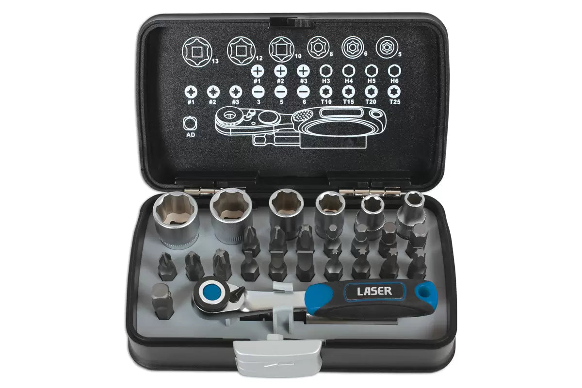 Laser - 6555 - Socket and Bit Set 1/4"D 26pc