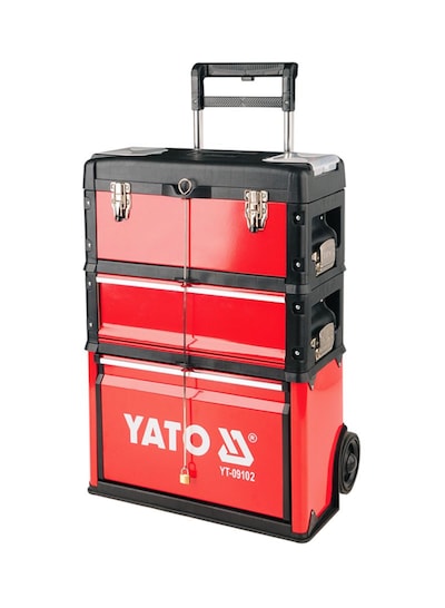 Trolley Tool Box Black/Red – Portable Rolling Tool Storage