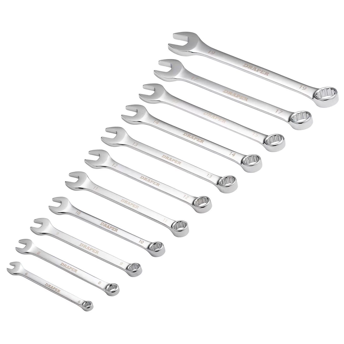 Draper Tools - 66093 - Draper HI-TORQ® Metric Combination Spanner Set, 6-19mm (11 Piece)