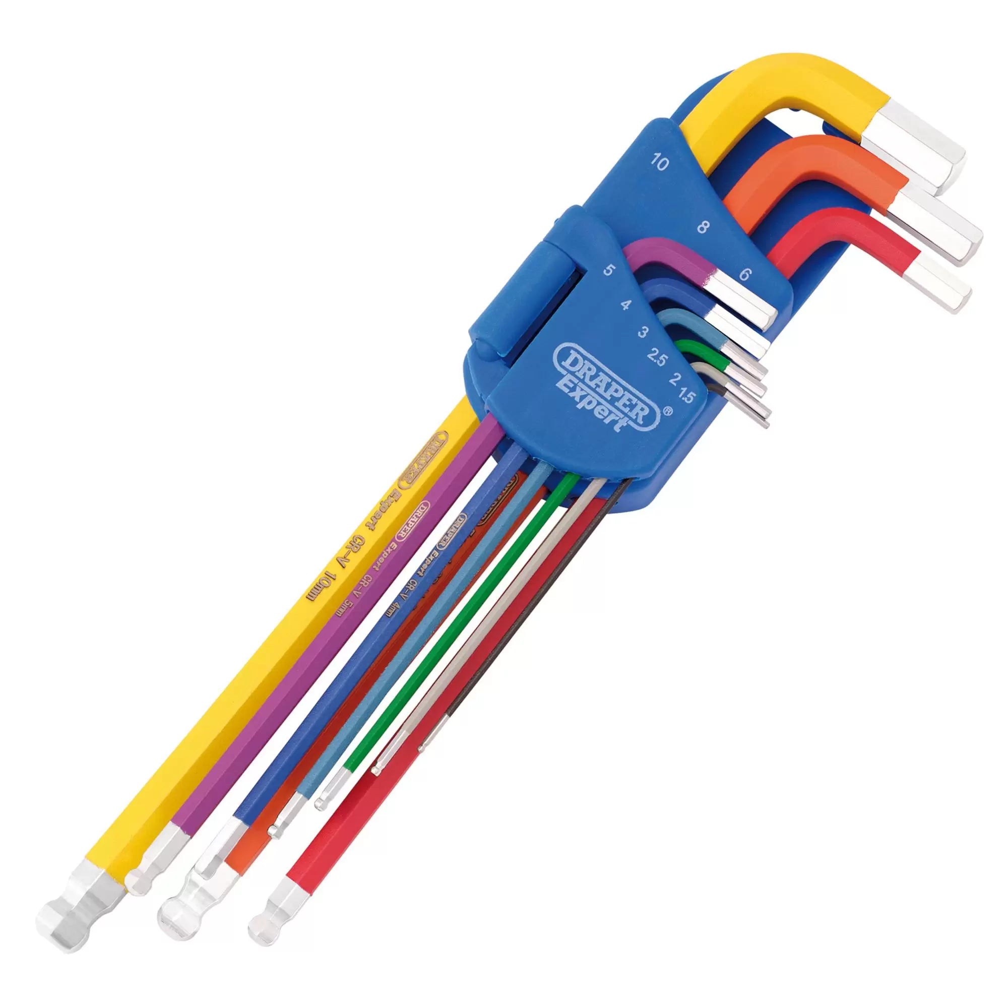 Draper Tools - 66134 - Draper Expert Metric Extra Long Hex. and Ball End Key Set, Colour Coded (9 Piece)