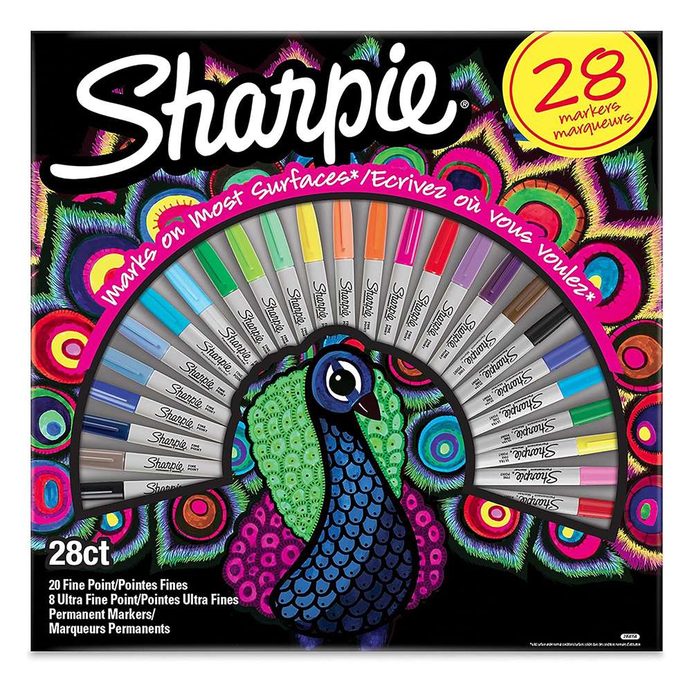 Sharpie Permanent Marker, Peacock Collection – Pack of 28