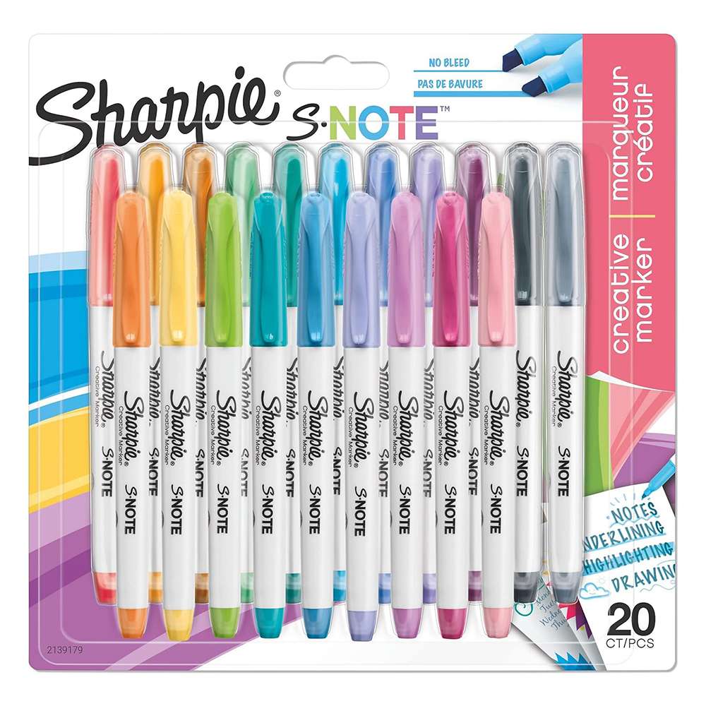 Sharpie S-Note Chisel Tip Marker – Pack of 20