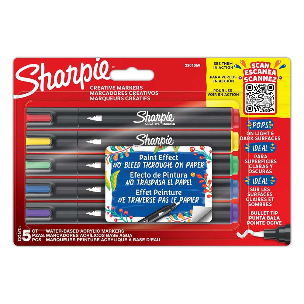 Sharpie Creative Markers, Brush Tip, Set of 5